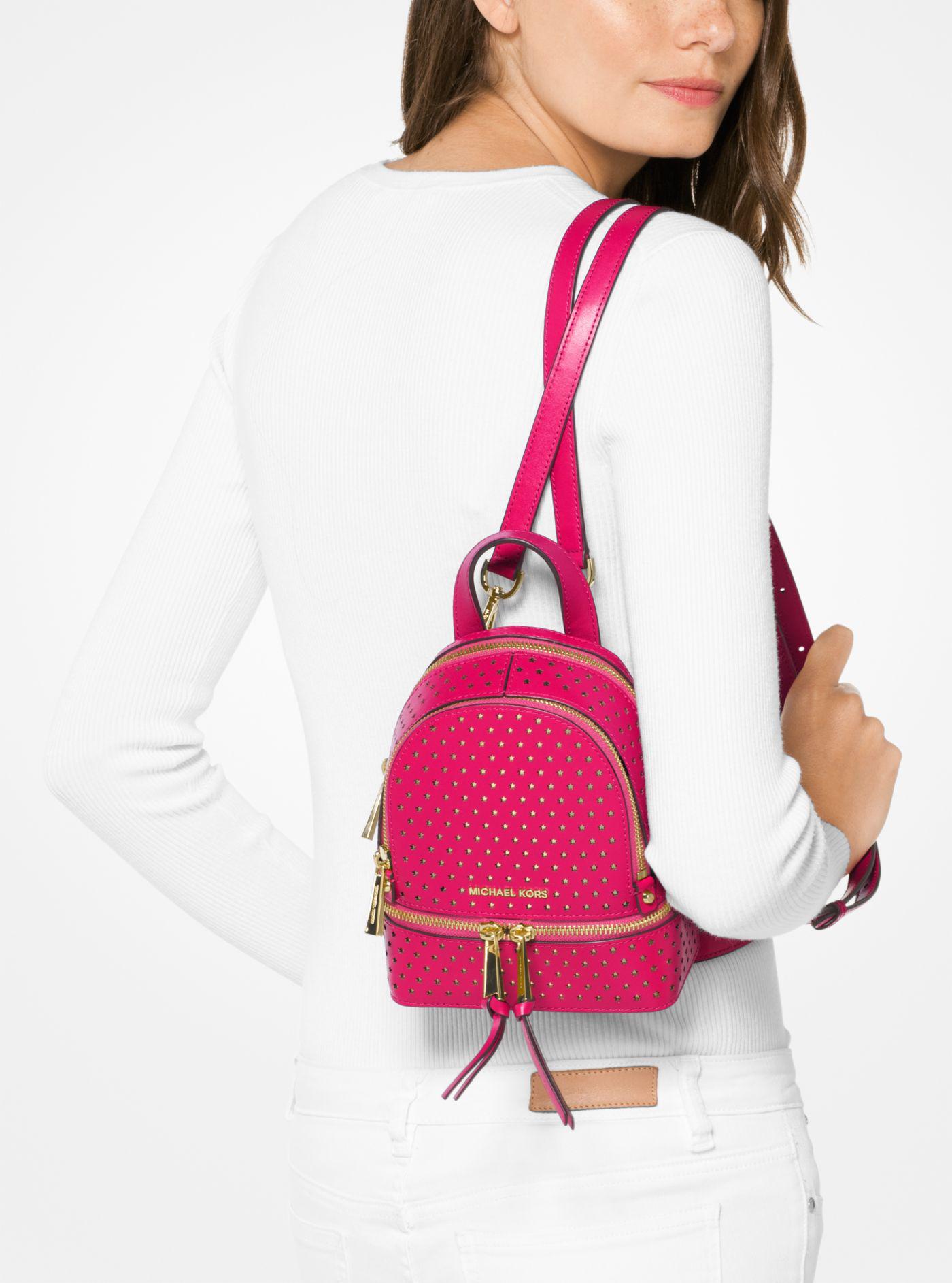 rhea mini perforated leather backpack