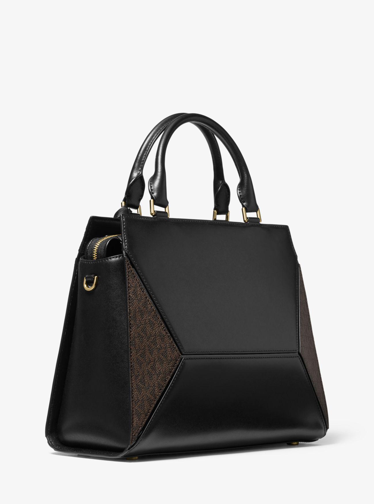 mcm black and white purse