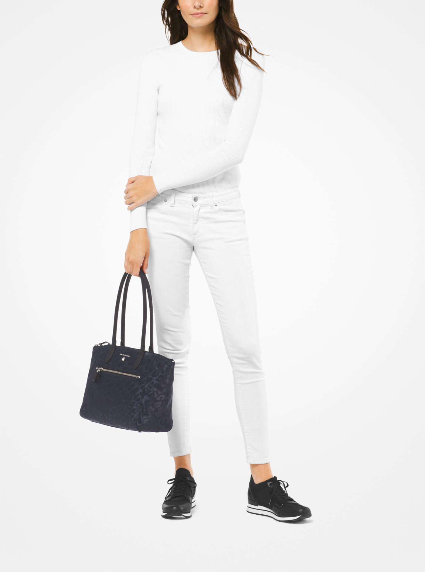 kelsey medium leopard nylon tote