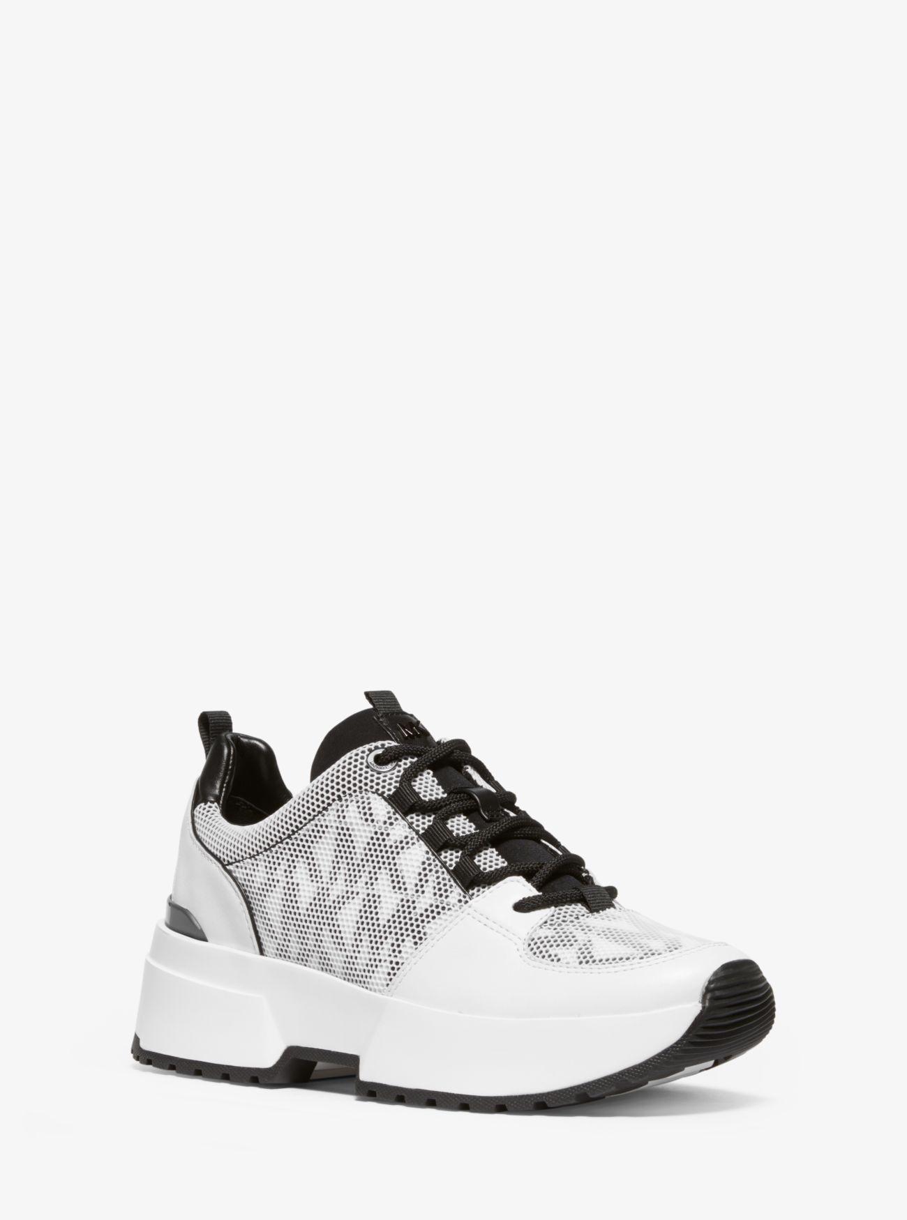 michael michael kors cosmo printed leather trainer