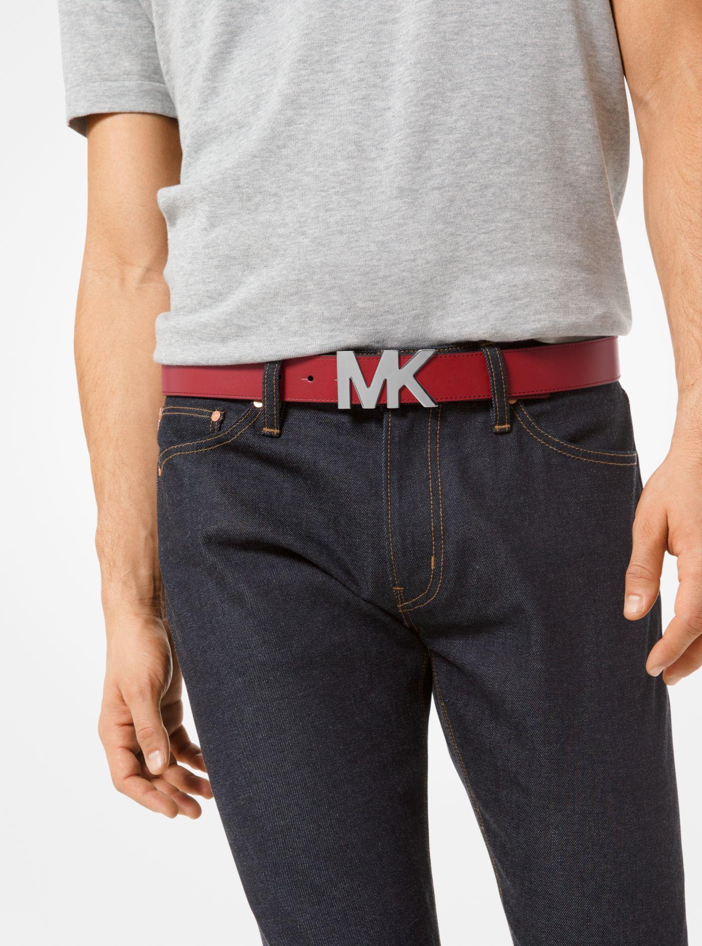 Michael Kors Leather Logo-buckle Belt in Crimson (Red) for Men | Lyst