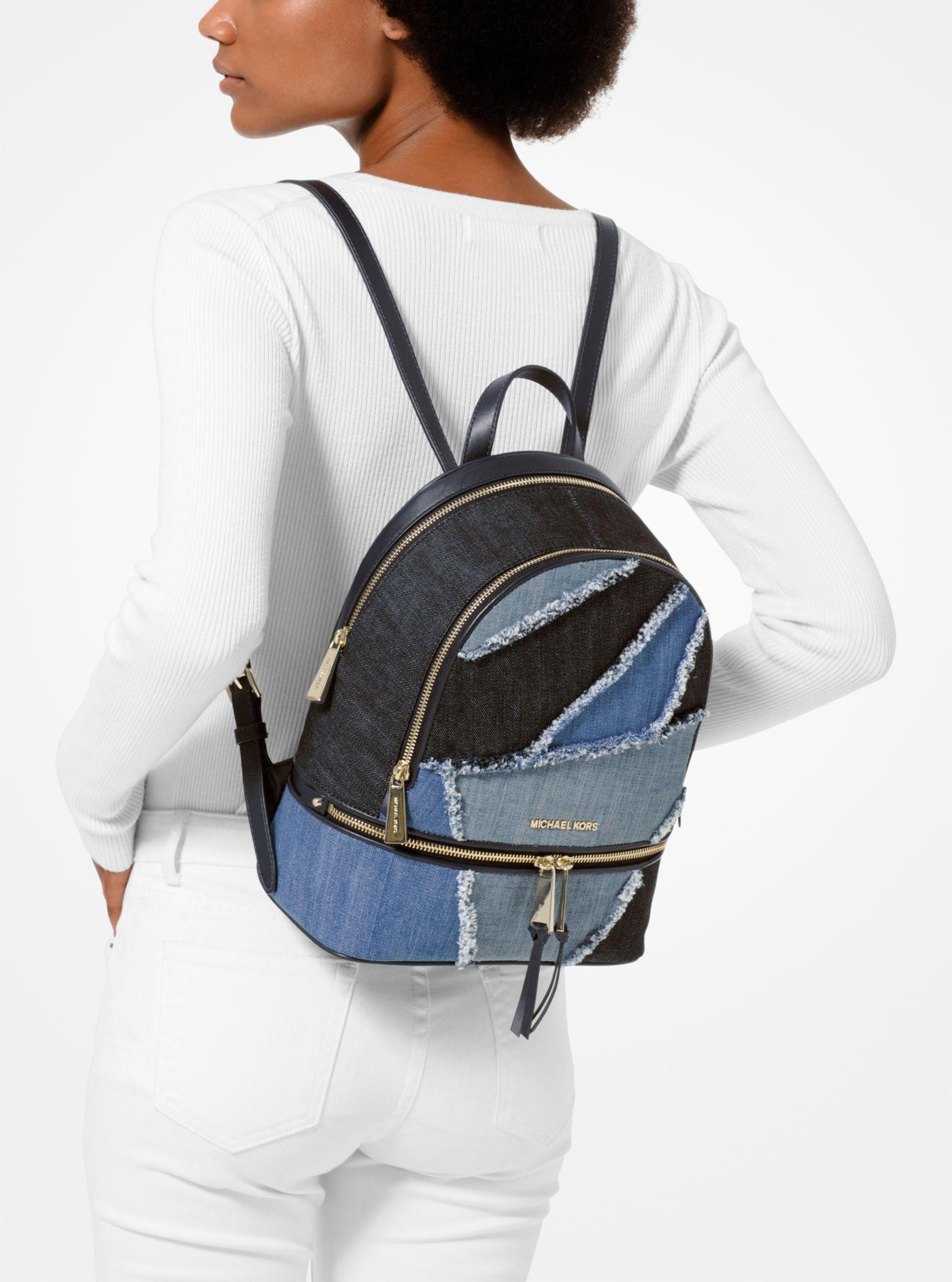 rhea medium frayed denim backpack