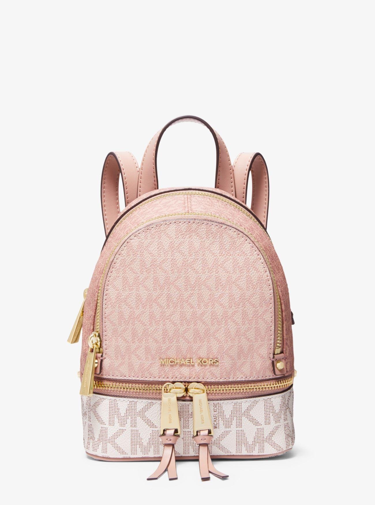 Michael Kors Rhea Mini Color-block Logo Backpack in Pink - Lyst