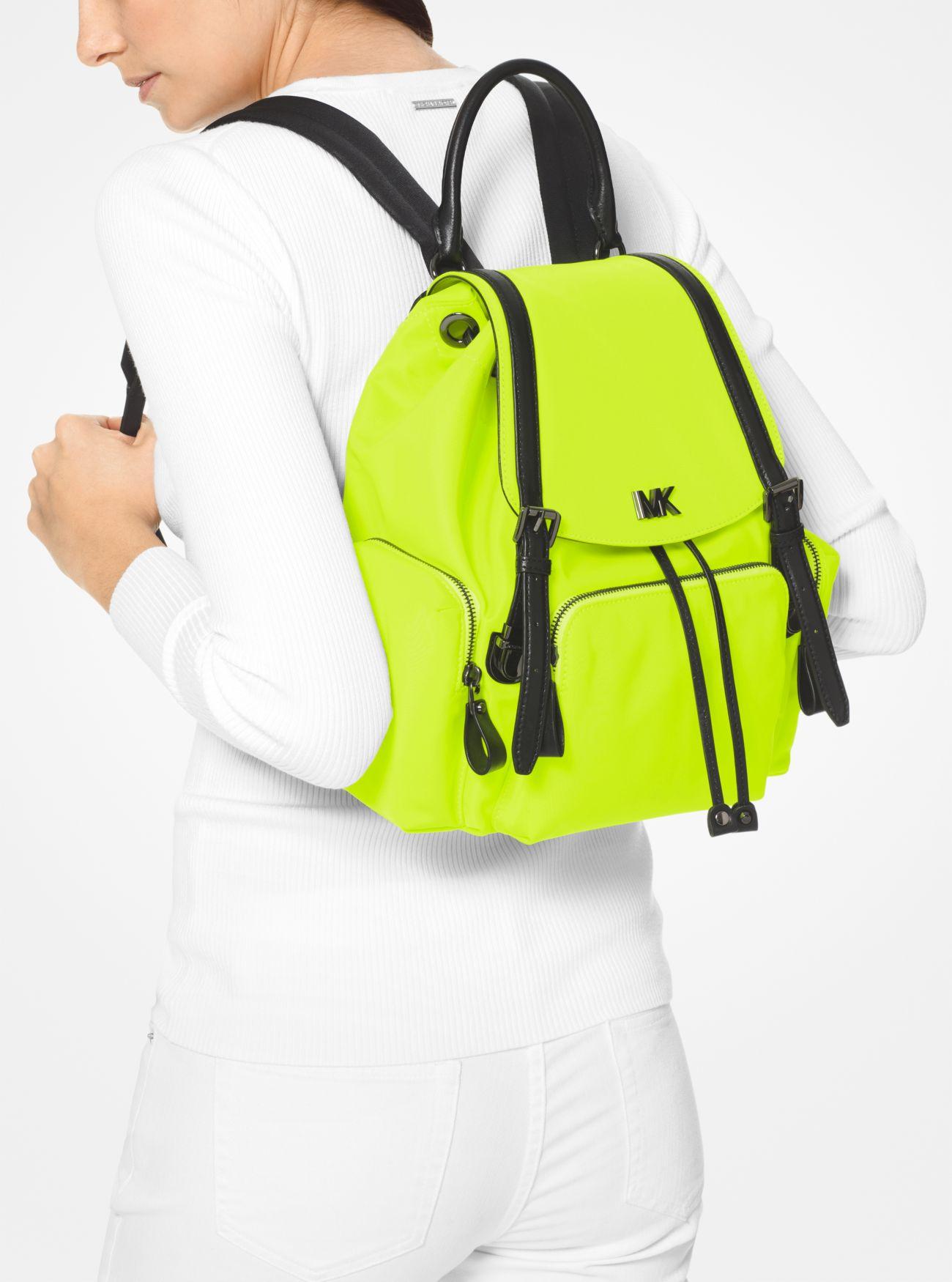 Michael Kors Synthetic Beacon Medium Neon Nylon Backpack in Acid Yellow