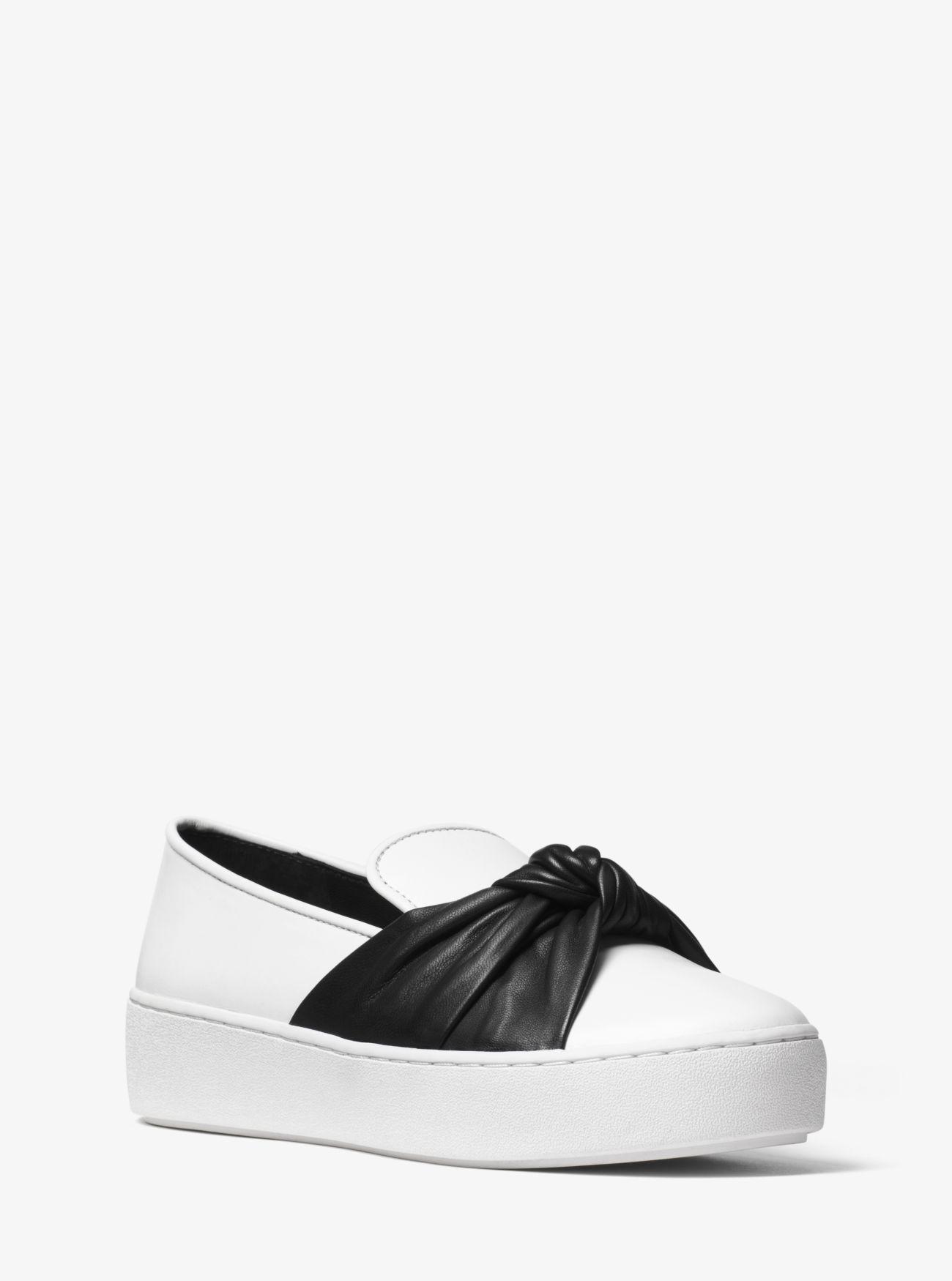michael kors white leather slip on sneakers