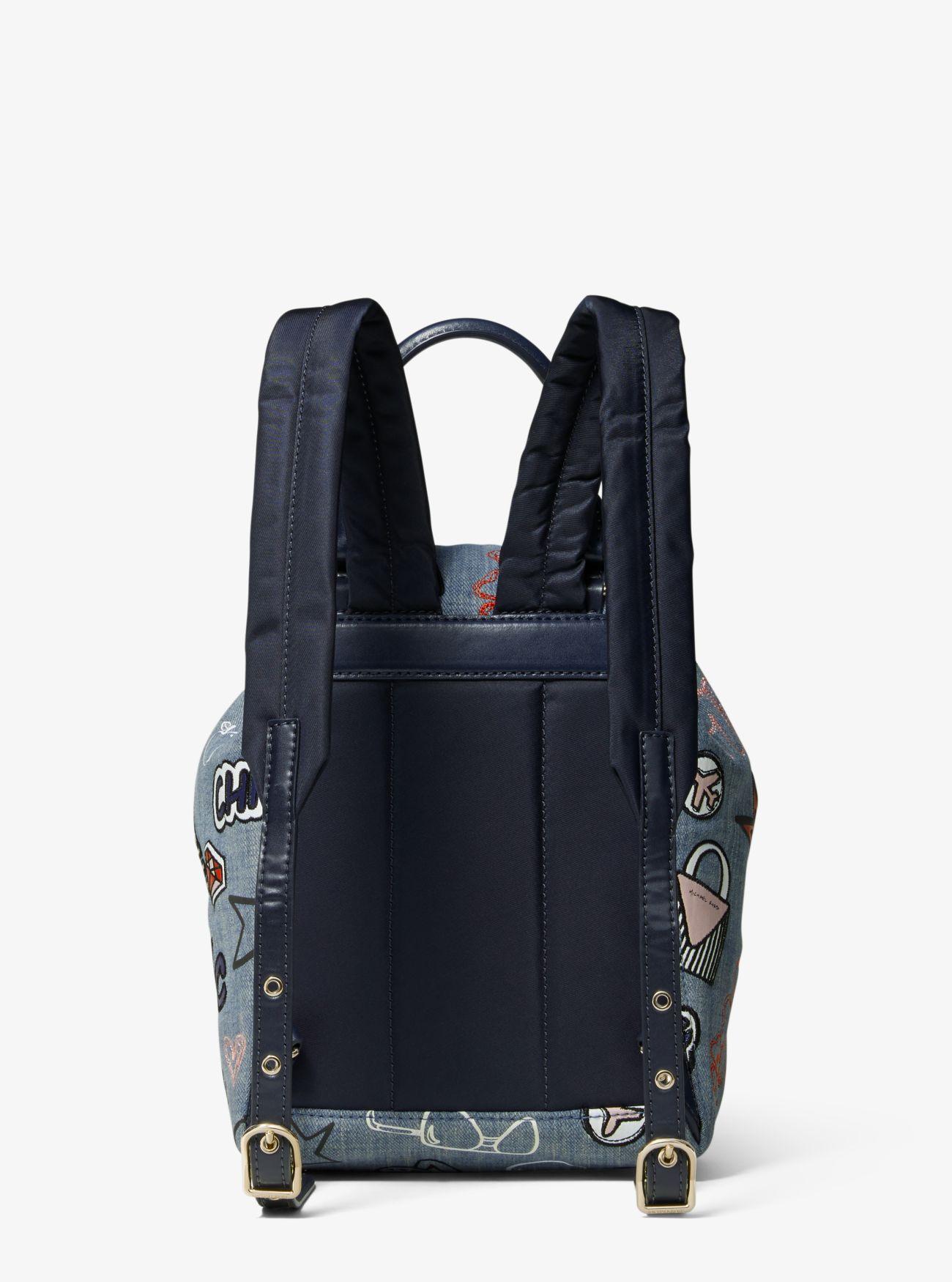 beacon small embroidered denim backpack