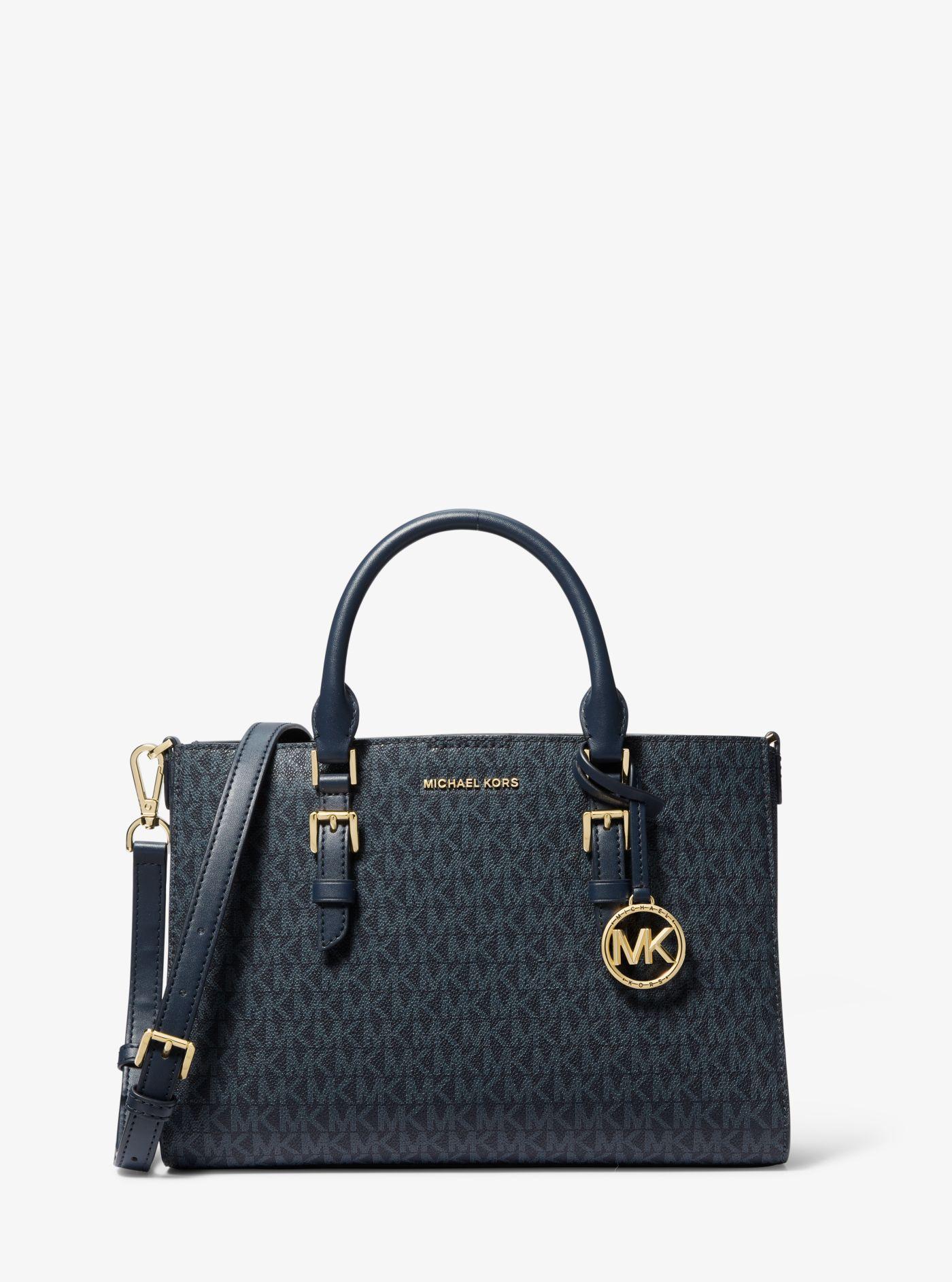 Michael Kors Sally Medium 2-in-1 Logo And Faux Leather Satchel in Blue ...