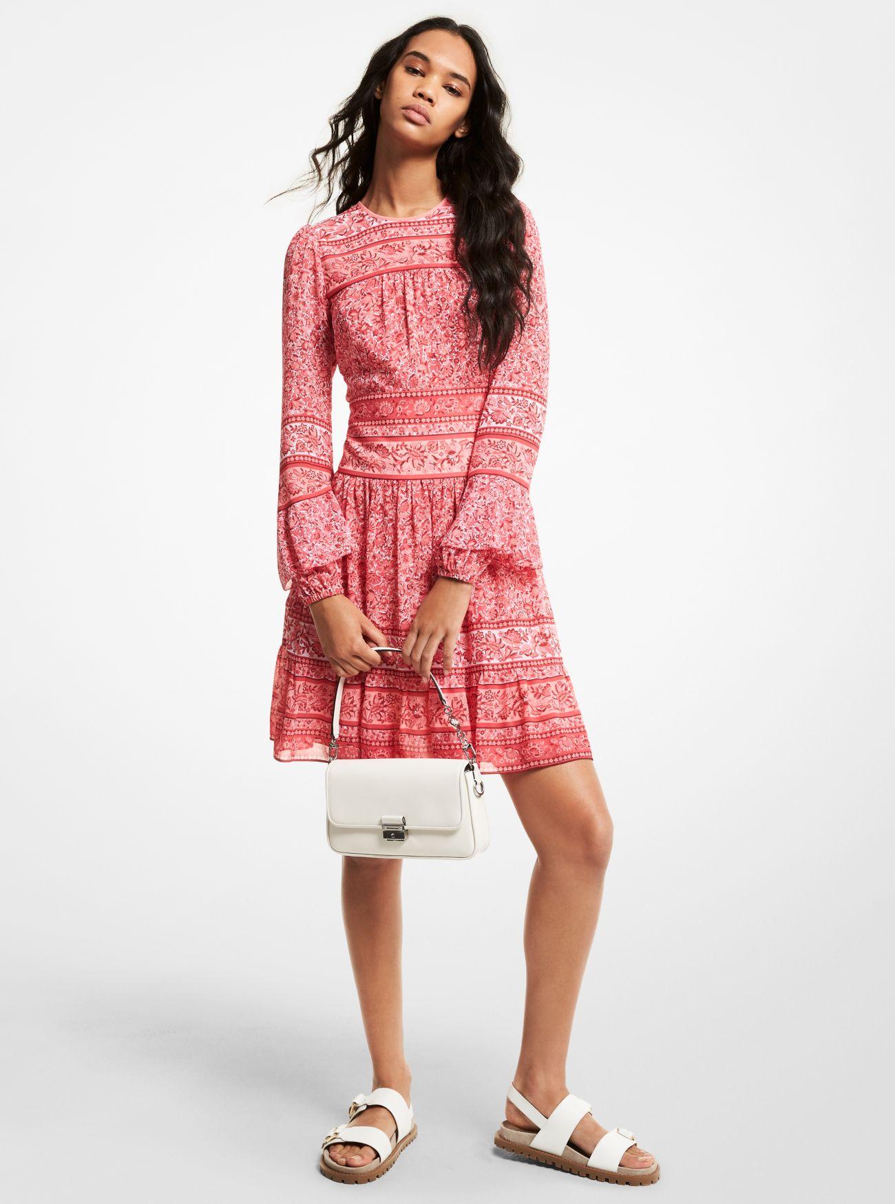 Michael Kors Kleid Aus Georgette Mit Blumenmuster in Pink | Lyst DE