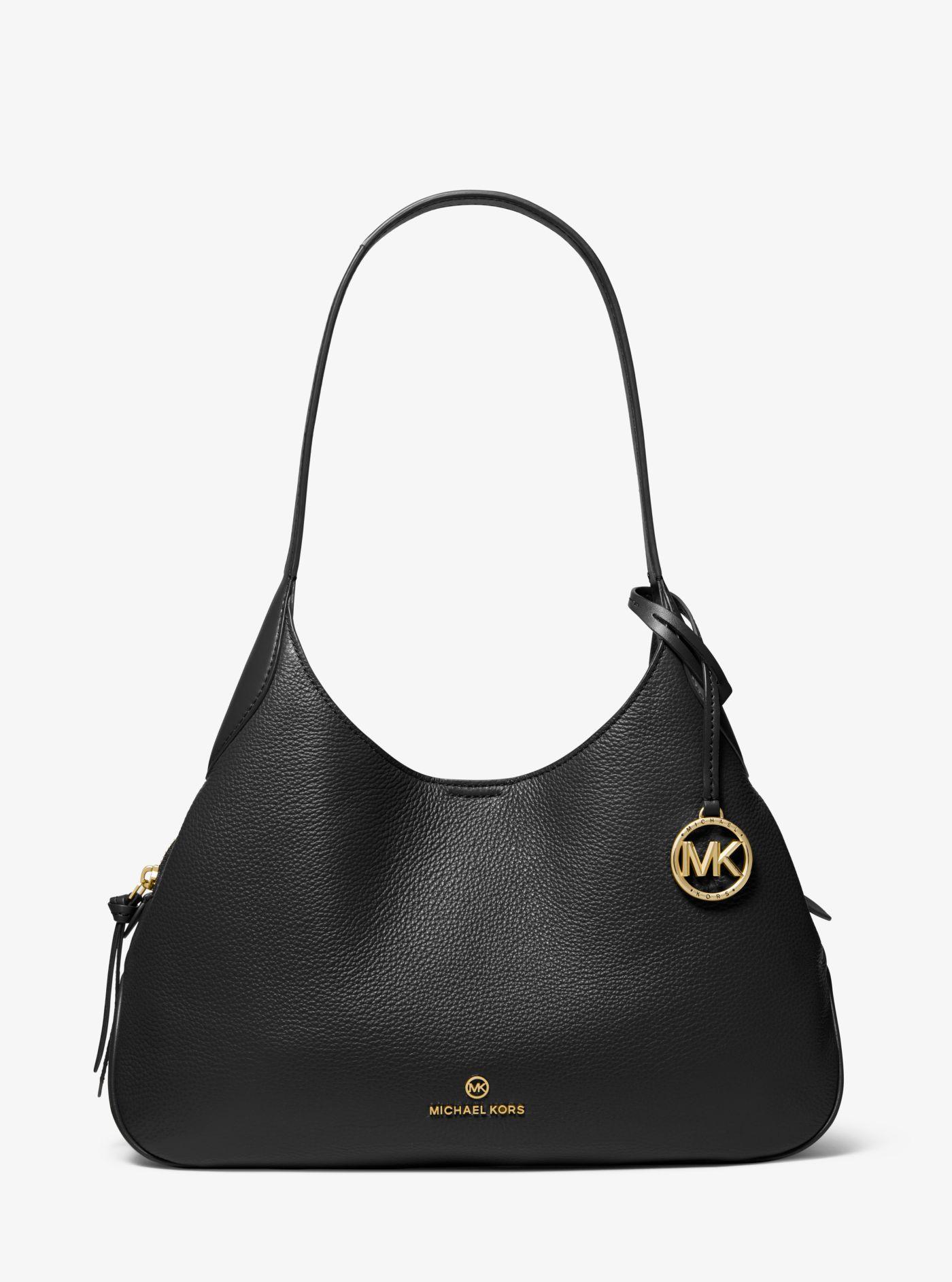 MICHAEL Michael Kors Kelsey Large Pebbled Leather Shoulder Bag in Black |  Lyst