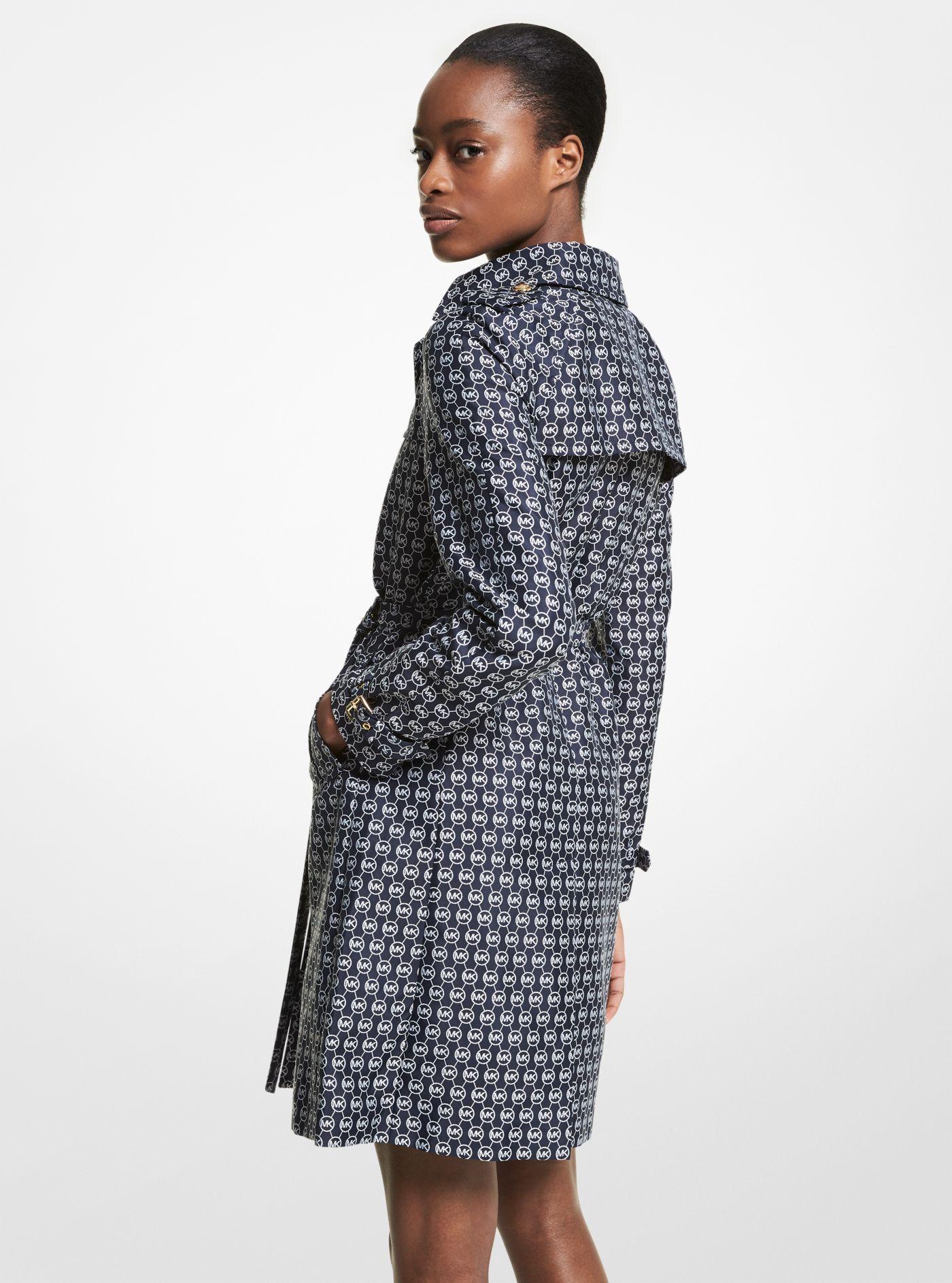 Michael Kors Synthetic Diamond Logo Jacquard Trench Coat in Blue - Lyst