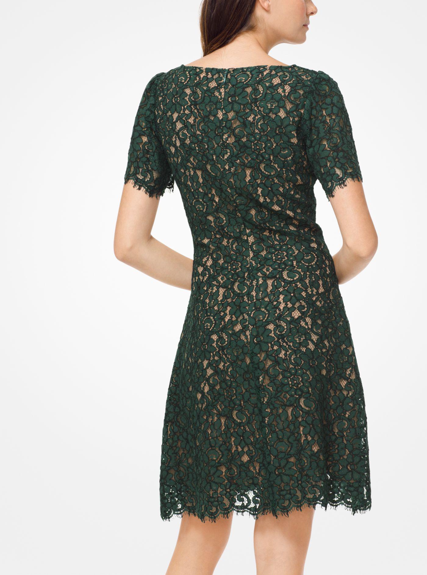Michael Kors Corded Lace Dress in Green | Lyst