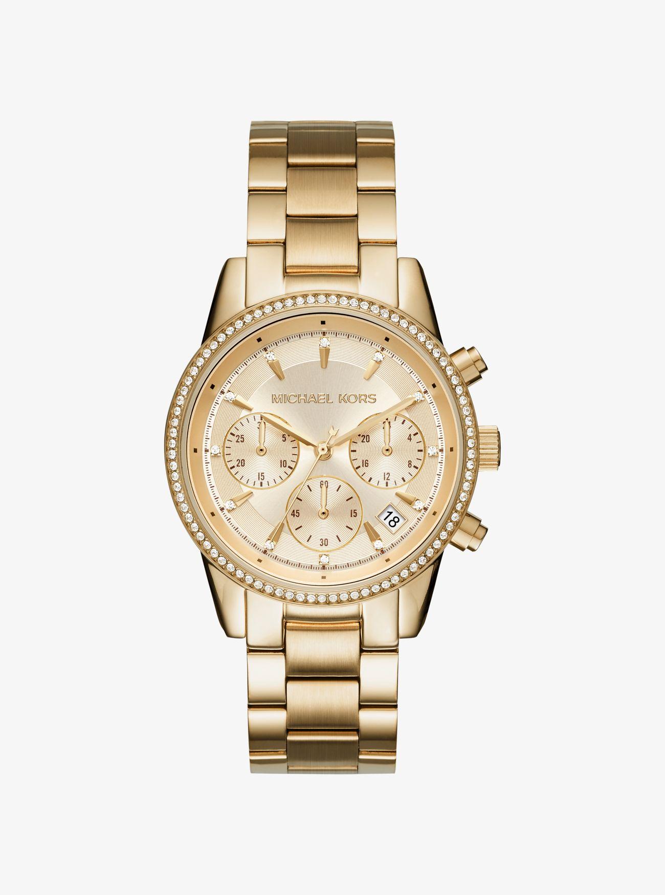 Michael Kors Ritz Pavé Gold-tone Watch in Metallic - Lyst