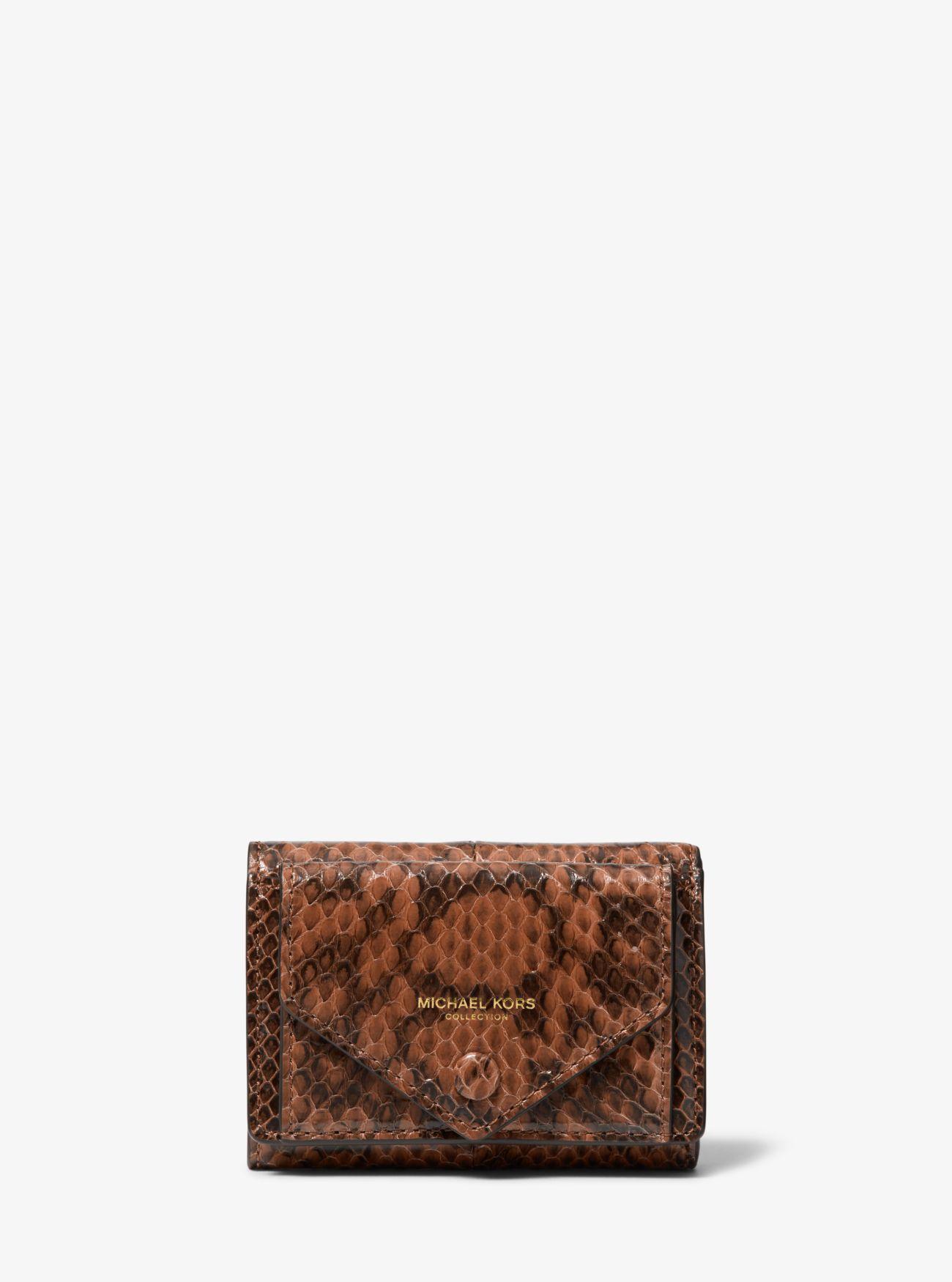 Michael Kors Snakeskin Small Pocket Wallet in Brown Lyst