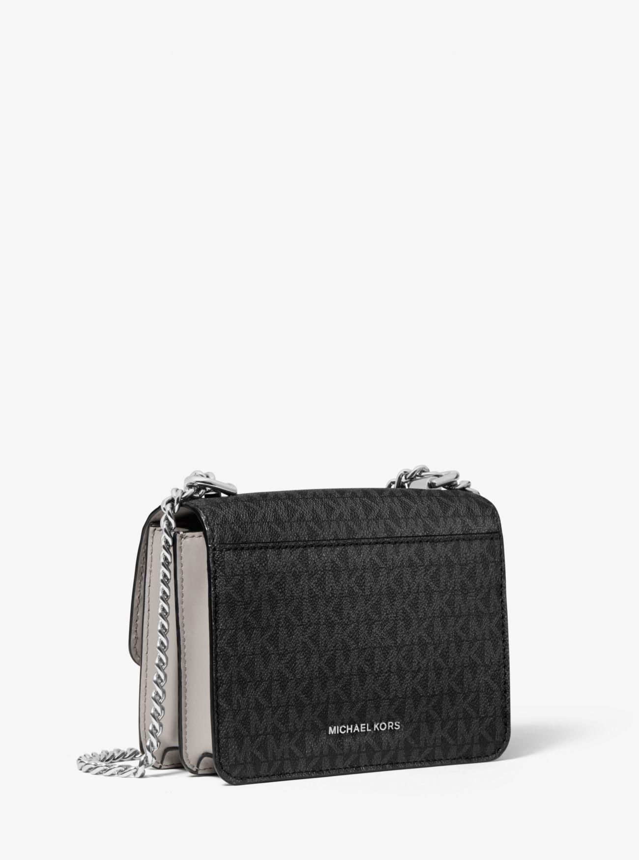 Michael Kors Jade Extra-small Logo And Leather Crossbody Bag in Gray | Lyst