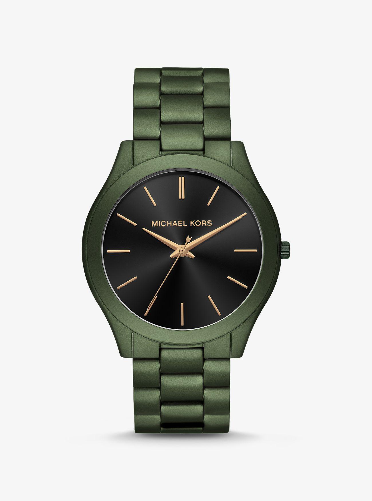 Michael Kors Slim Runway Stainless Steel Bracelet 3-hand Watch in Green ...