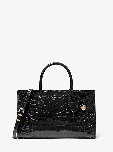 michael michael kors haskell crocodile embossed leather combat boot