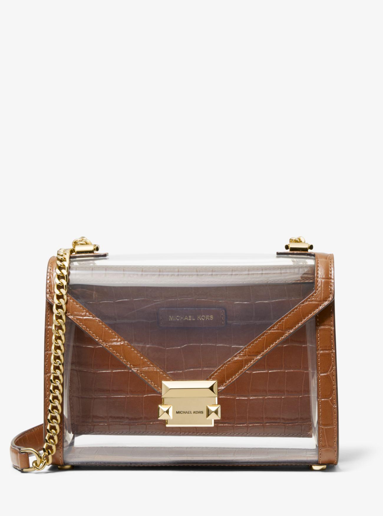 whitney mini clear and leather satchel