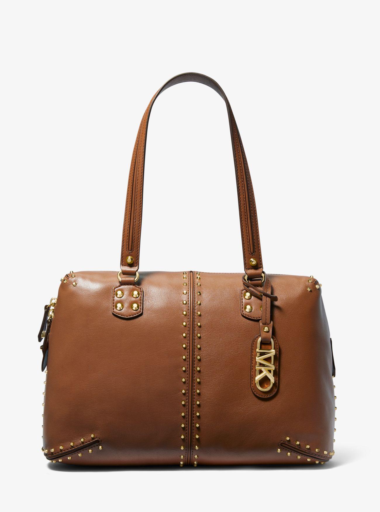 Bolso tote Astor grande de piel con tachuelas Michael Kors de color Marron Lyst
