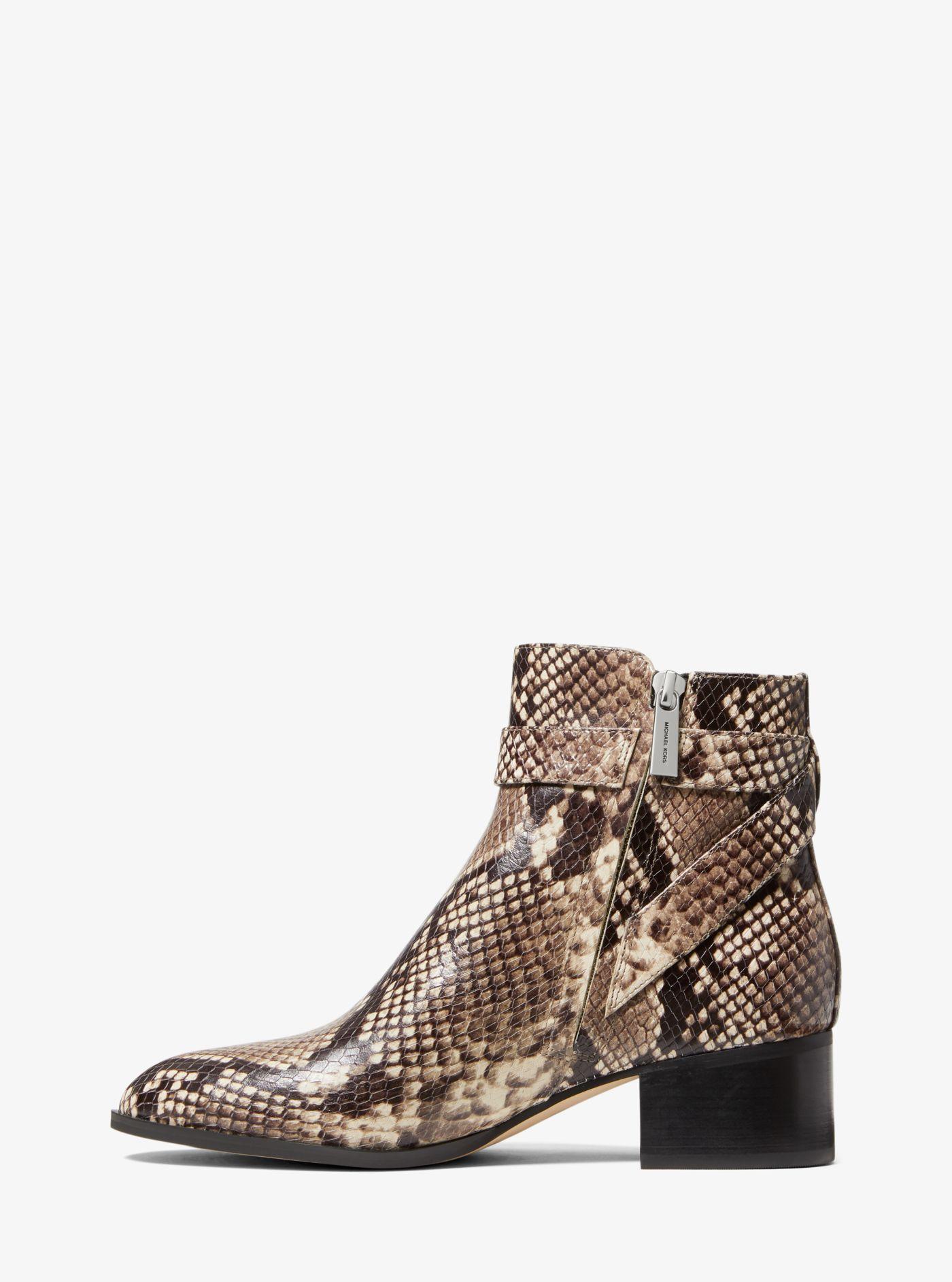 Michael Kors Britton Snake Embossed Leather Boot in Natural - Lyst