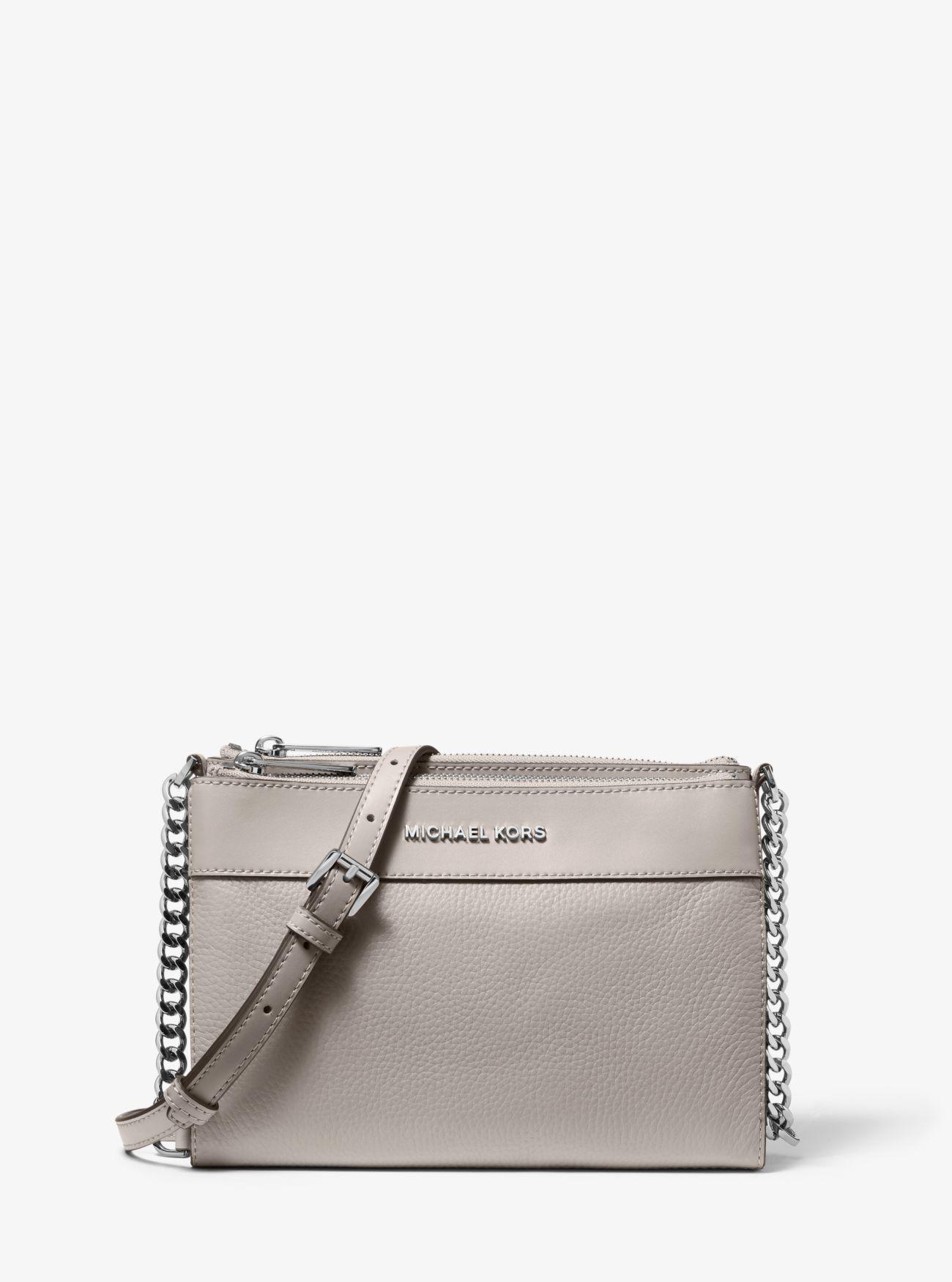 Michael Kors Kenly Large Pebbled Leather Crossbody Bag in Grey (Gray ...