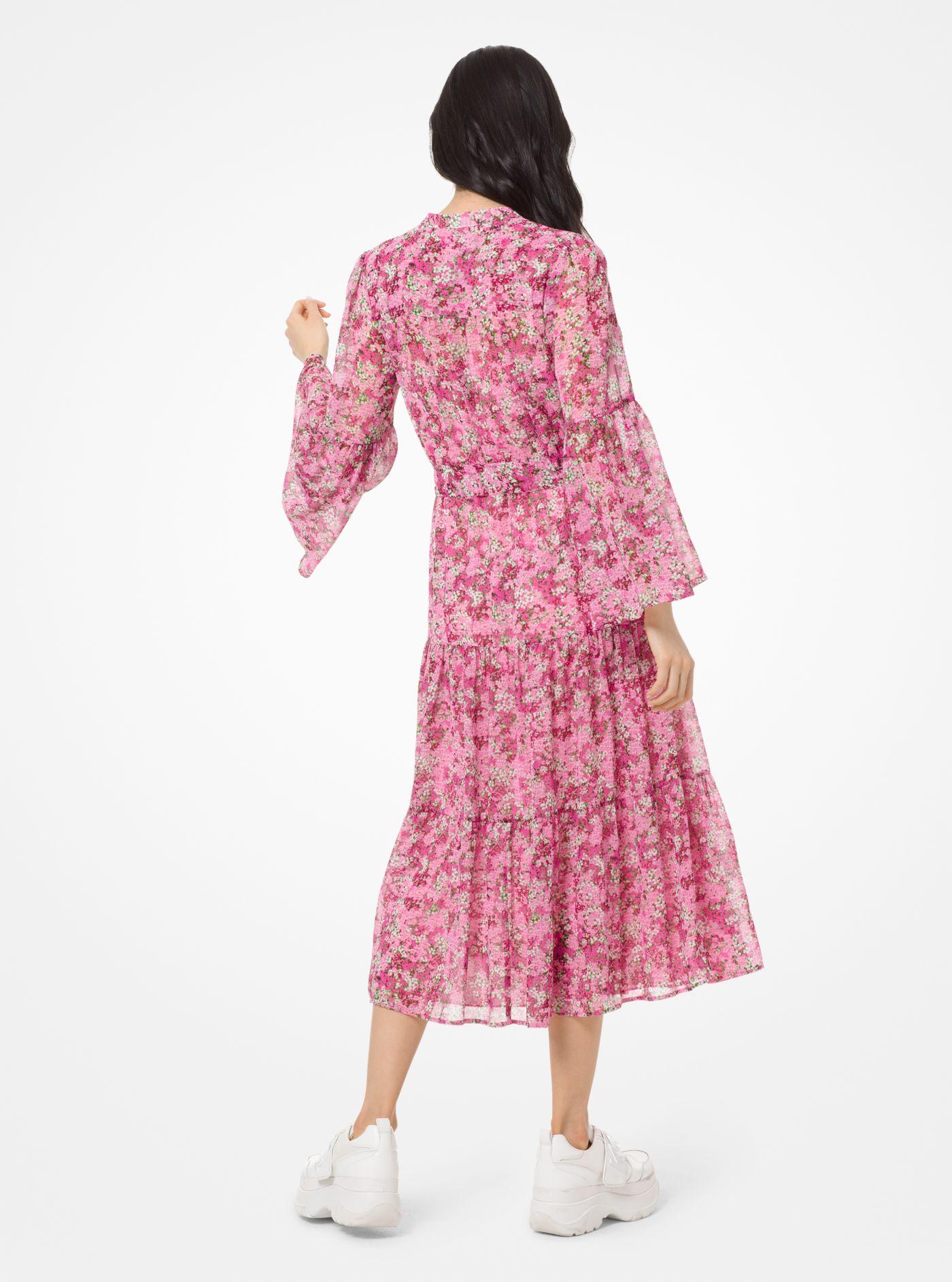 Michael Kors Gestuftes Kleid aus Chiffon mit Blumenmuster in Pink | Lyst DE