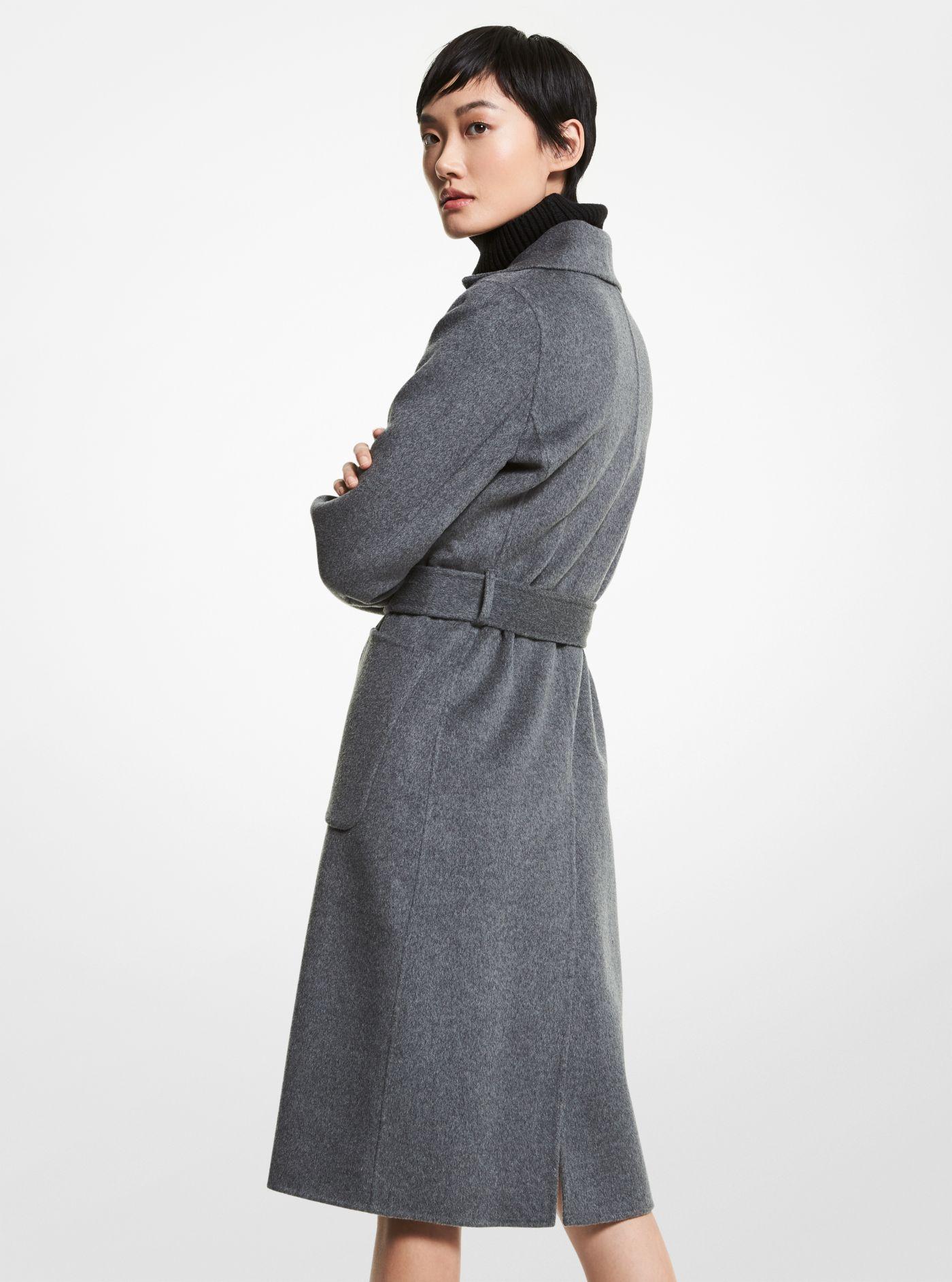 Michael Kors Wool Wrap Coat in Gray | Lyst