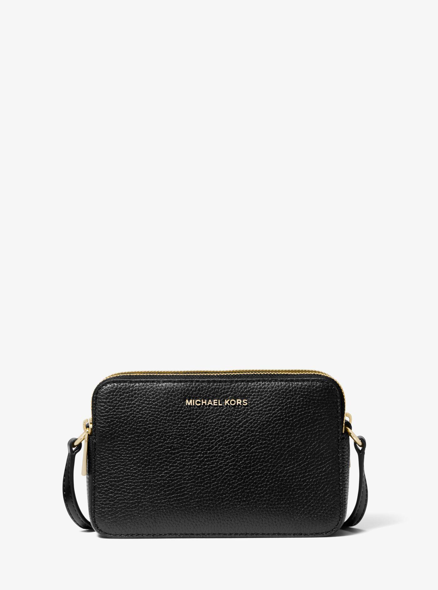 Michael Kors Jet Set Small Pebbled Leather Doublezip Camera Bag in