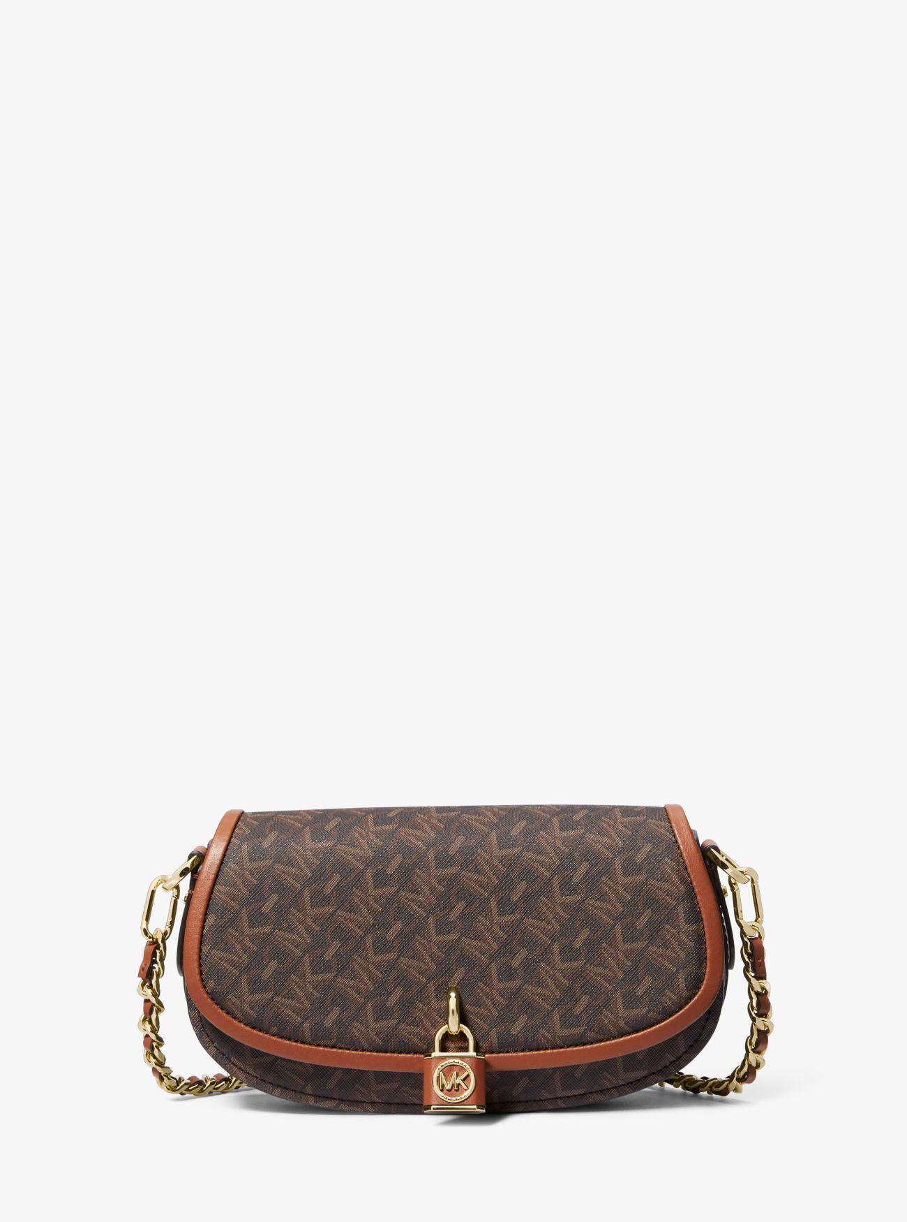 MICHAEL Michael Kors, Bags, Michael Kors Pochette Mini Shoulder Bag  Signature Monogram Print Brown