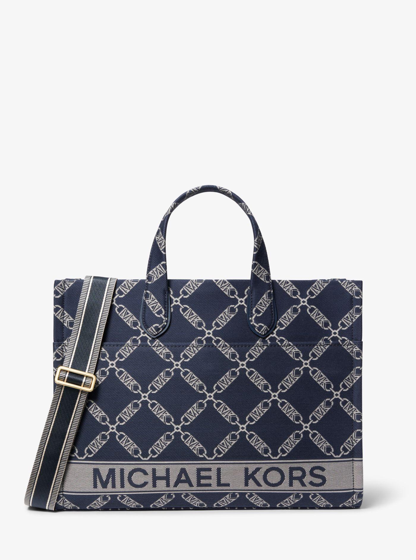 Michael Kors Gigi Large Empire Logo Jacquard Tote Bag in Blue | Lyst