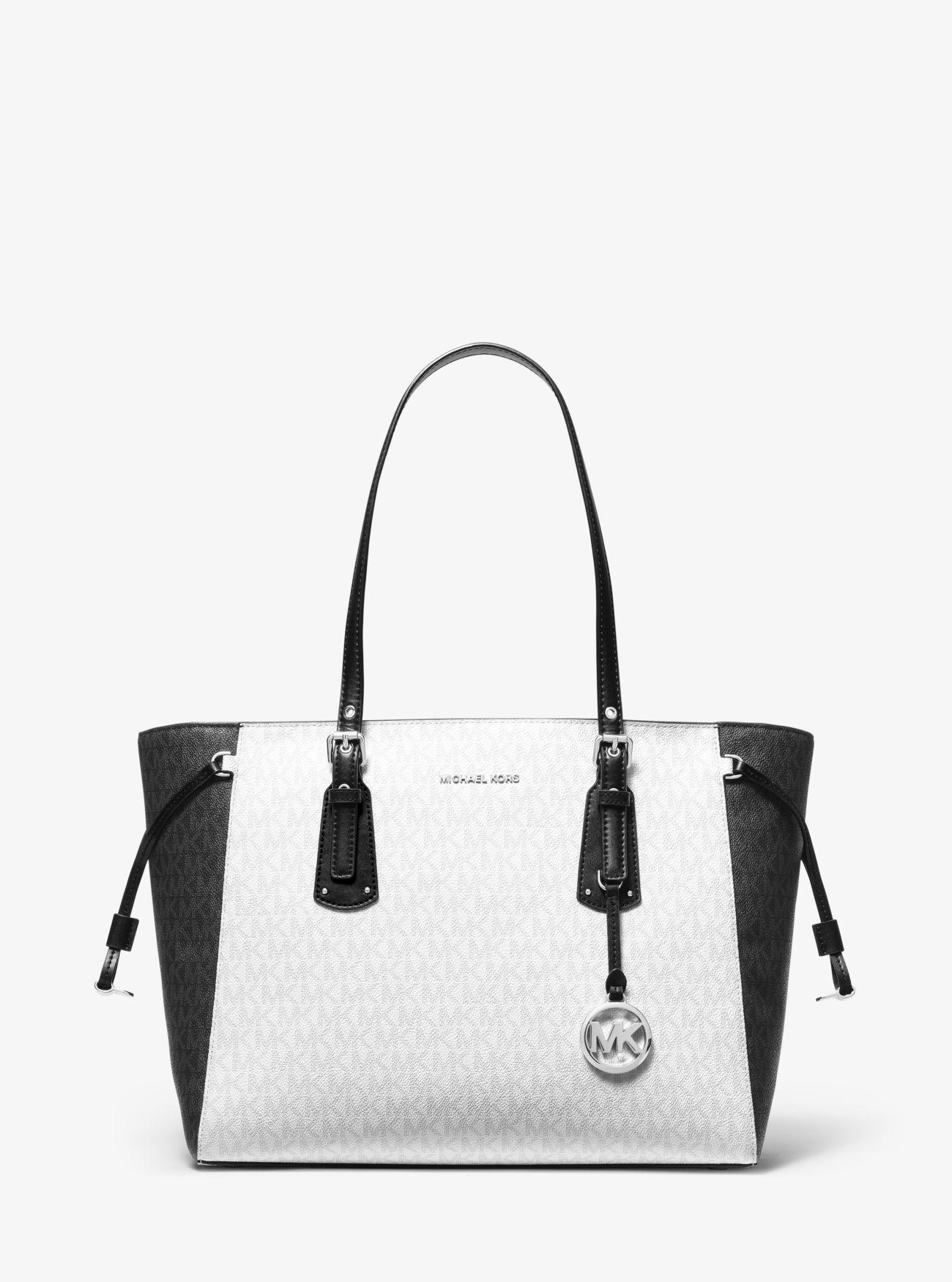 Bolso Tote Voyager Mediano En Dos Tonos Con Logotipo Michael Kors de Lona  de color Blanco | Lyst