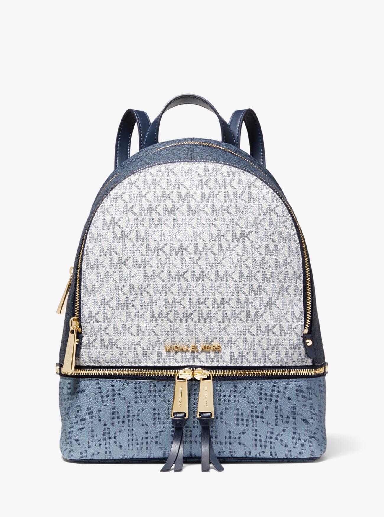 Michael Kors Rhea Medium Color-block Logo Backpack in Blue | Lyst