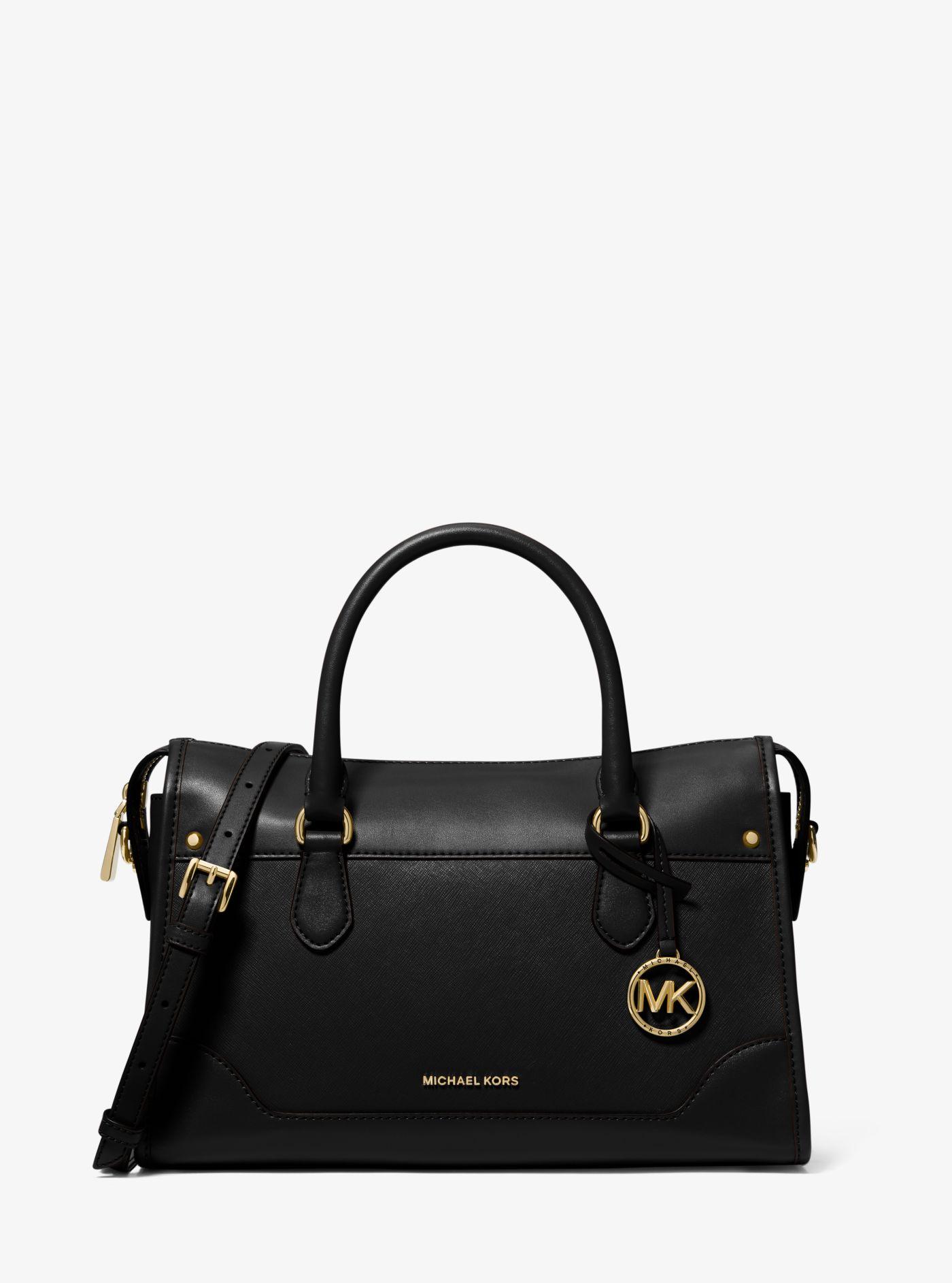 Michael Kors Harrison Medium Leather Satchel in Black Lyst Australia
