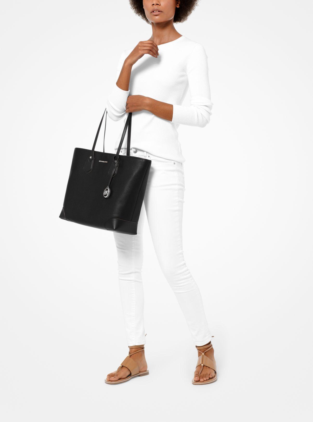 Michael Eva Large Pebbled Leather Tote Bag in Black - Lyst