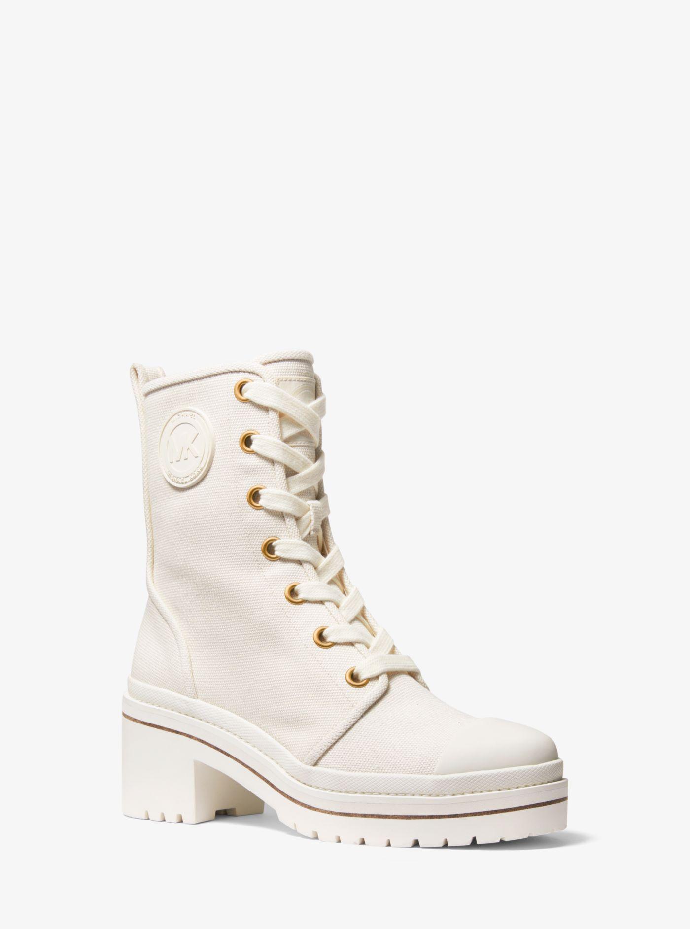 Michael Kors Corey Canvas Combat Boot in Cream (Natural) - Lyst