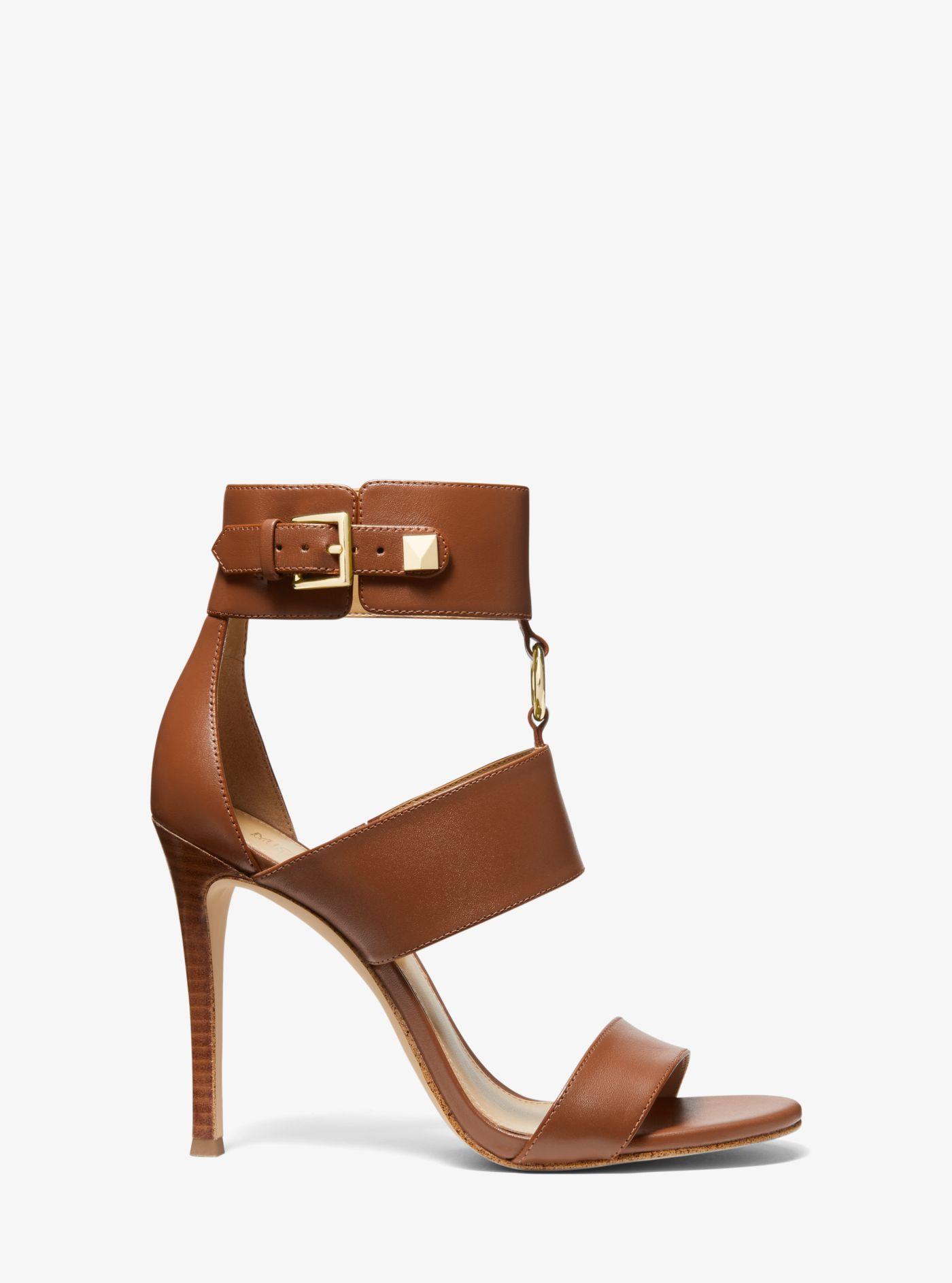 Michael Kors Amos Leather Sandal in Brown | Lyst
