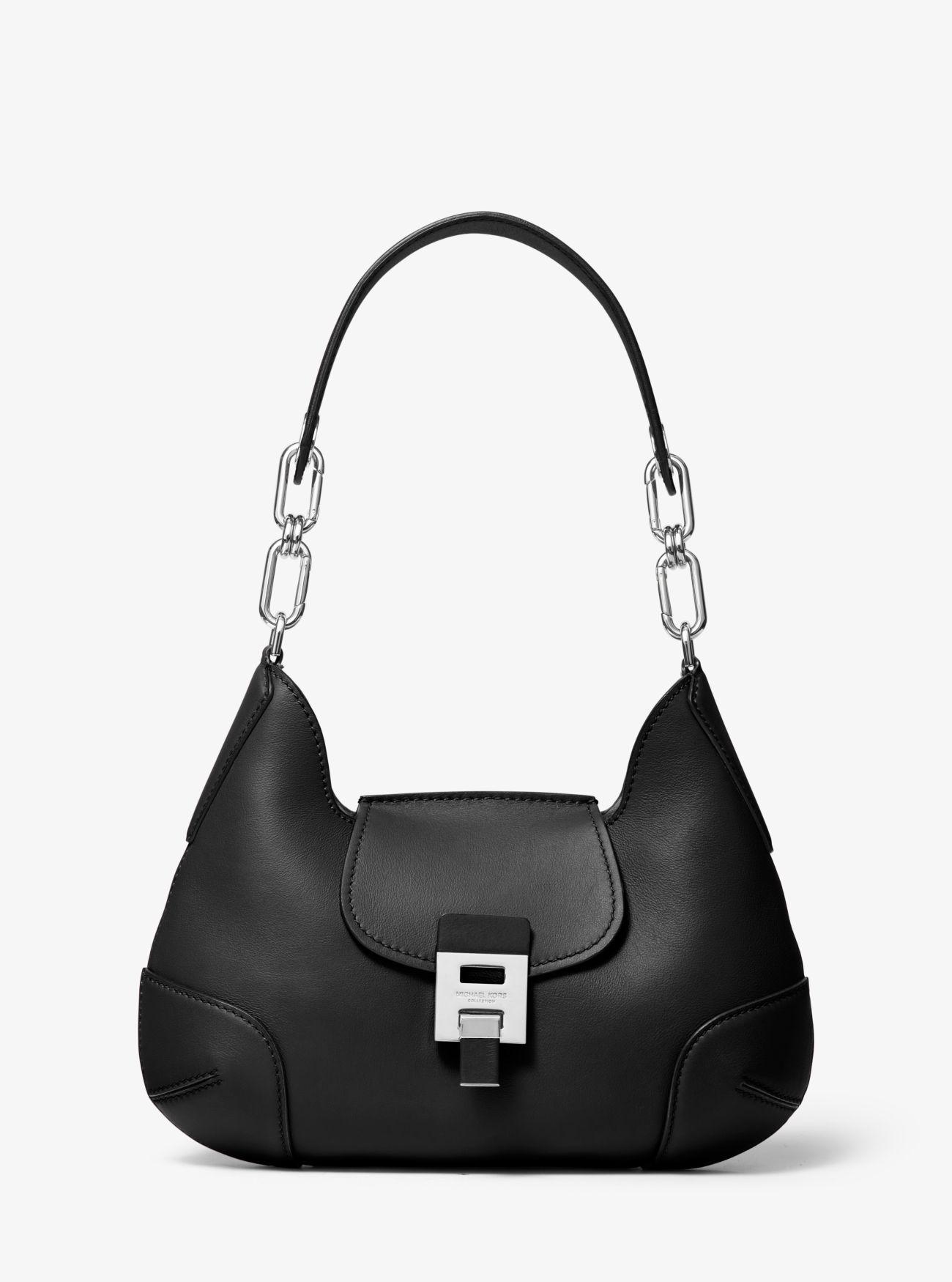 Michael Kors Bancroft Medium Calf Leather Shoulder Bag in Black - Lyst