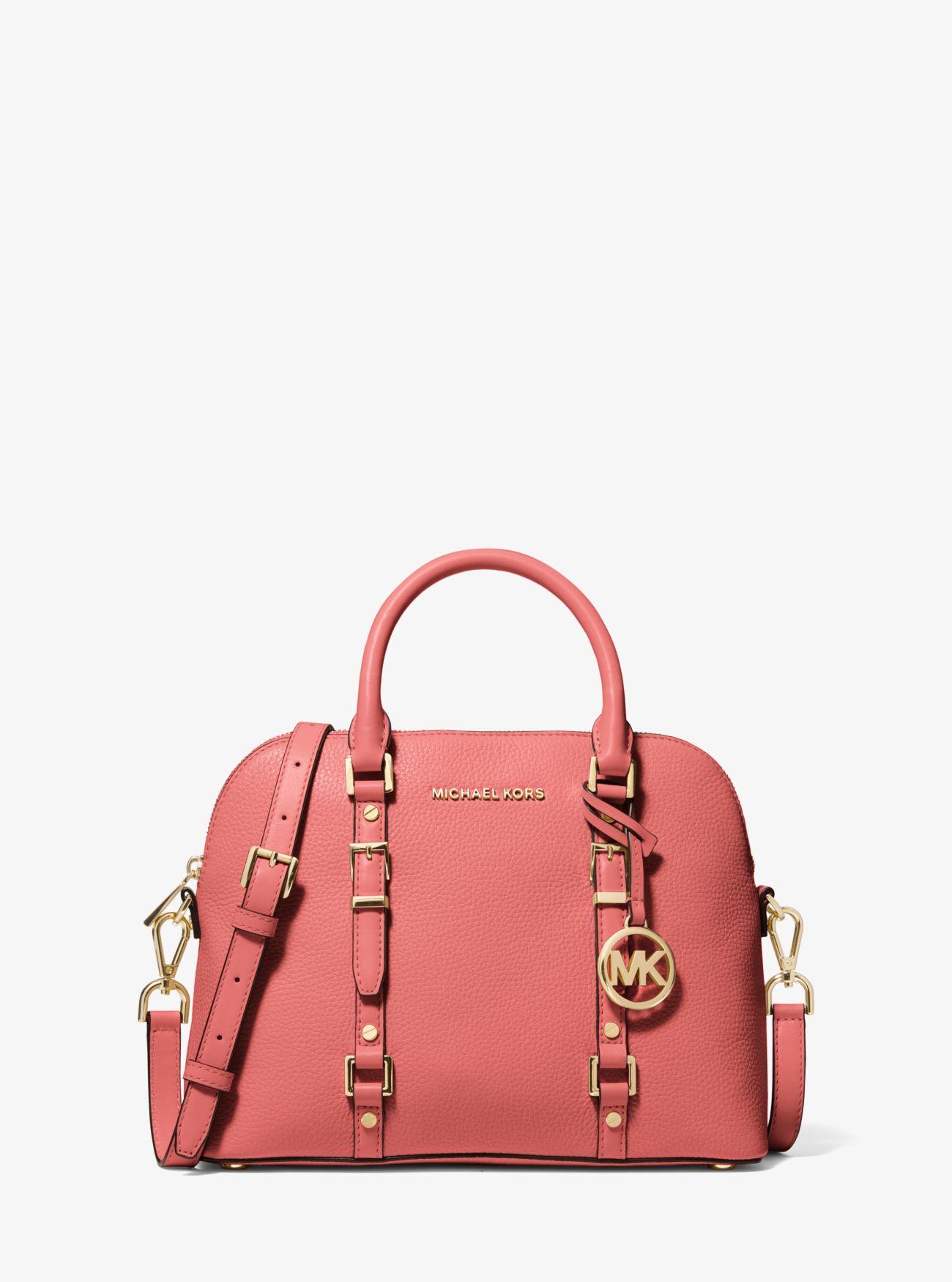 Michael Kors Bedford Legacy Medium Pebbled Leather Dome Satchel in Pink ...