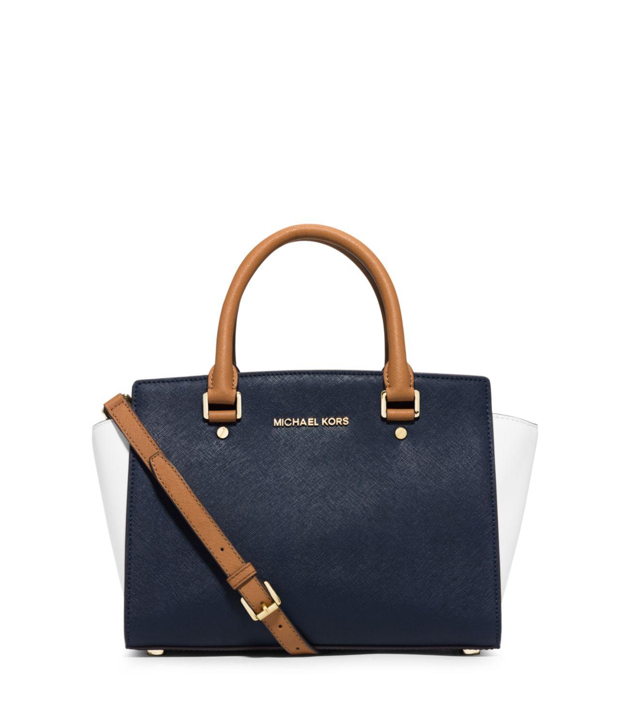 Borsa A Mano Selma Media In Pelle A Blocchi Di Colore di Michael Kors in  Blu | Lyst
