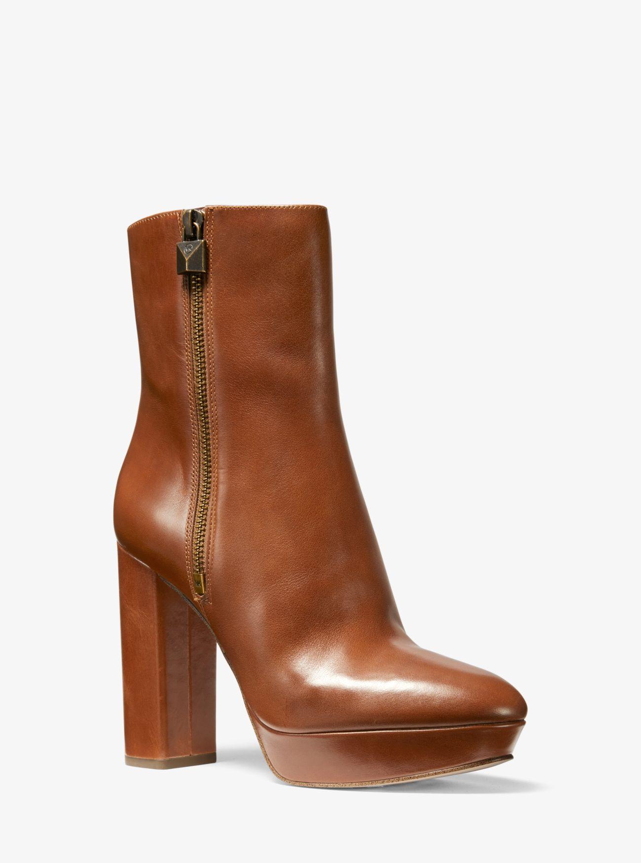Michael Kors Frenchie Leather Platform Boot in Brown | Lyst