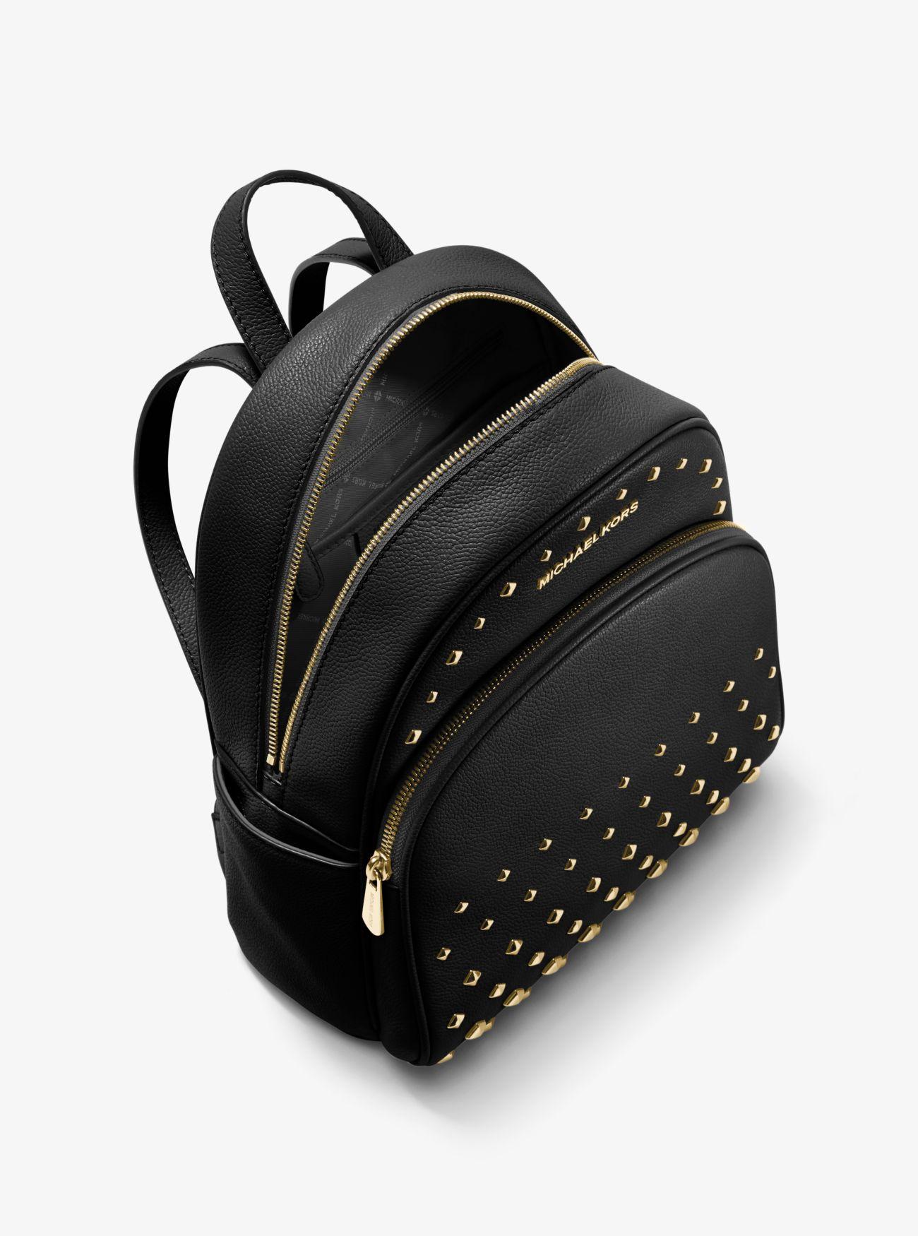 michael kors abbey medium studded backpack leather black