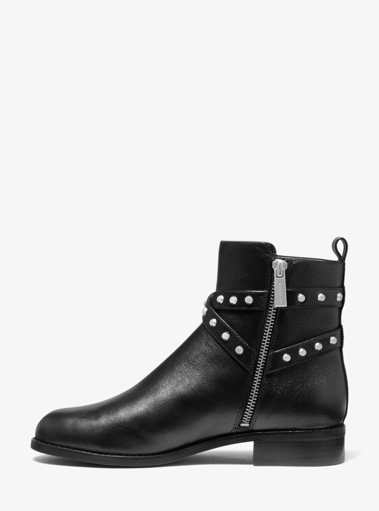 MICHAEL Michael Kors Preston Studded Leather Ankle Boot in Black - Lyst
