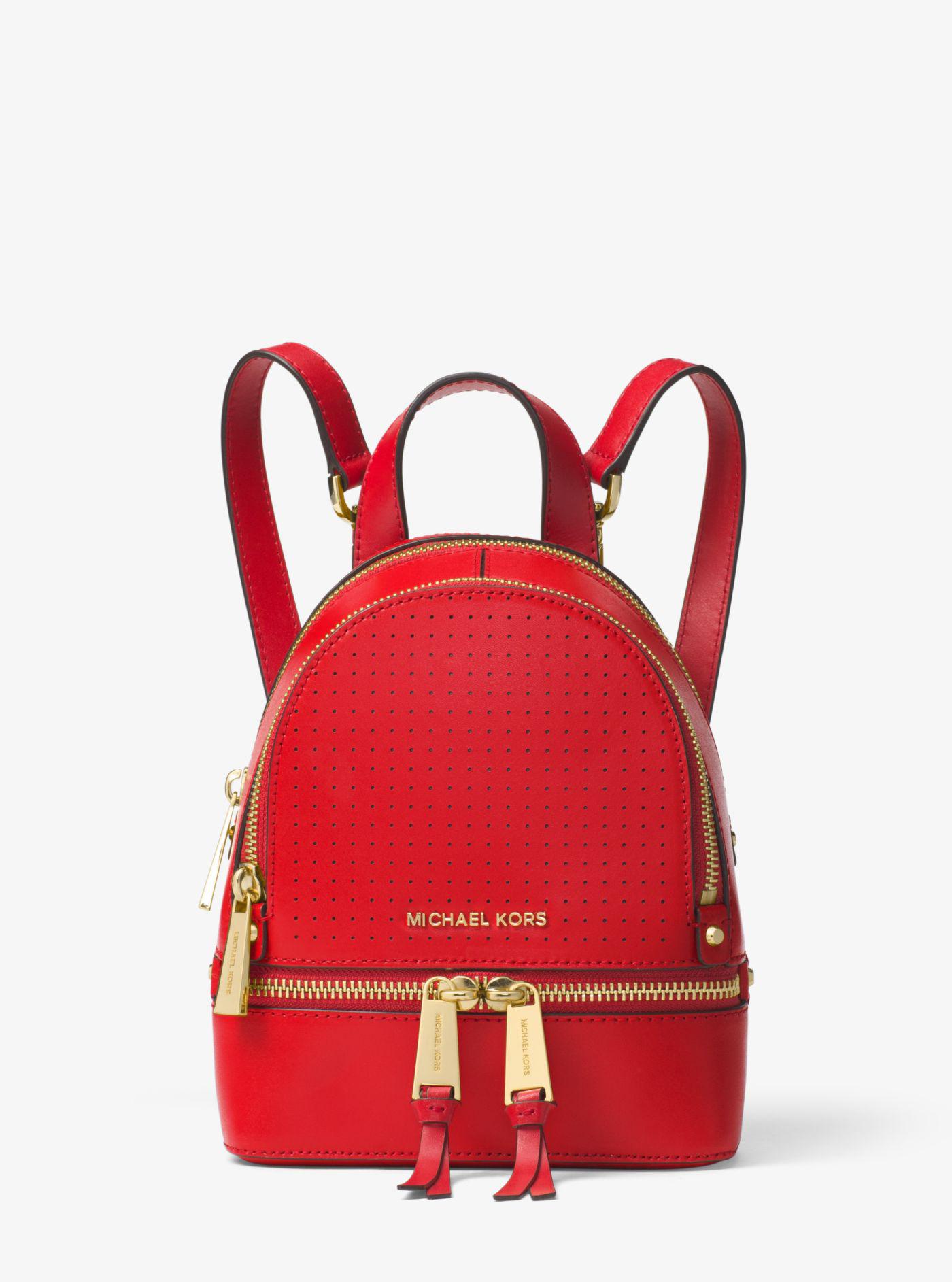 Michael Kors Rhea Large Leather Backpack in Bright Red (Red) - Lyst