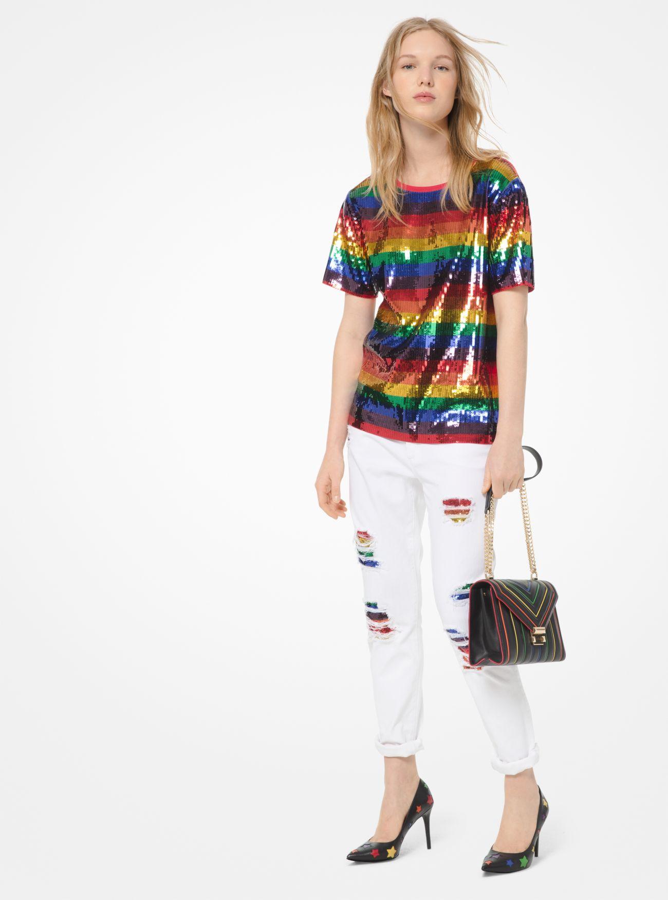 Michael Kors Rainbow Sequined Cotton 