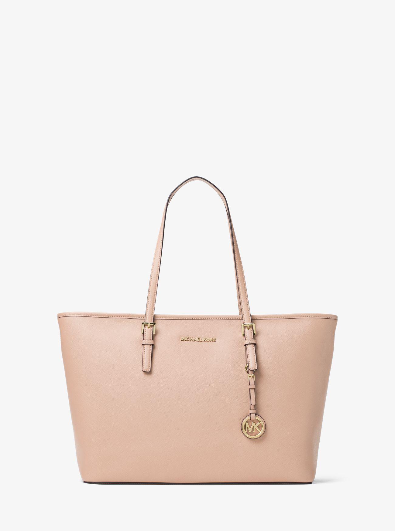 MICHAEL Michael Kors Jet Set Medium Saffiano Leather Top zip Tote