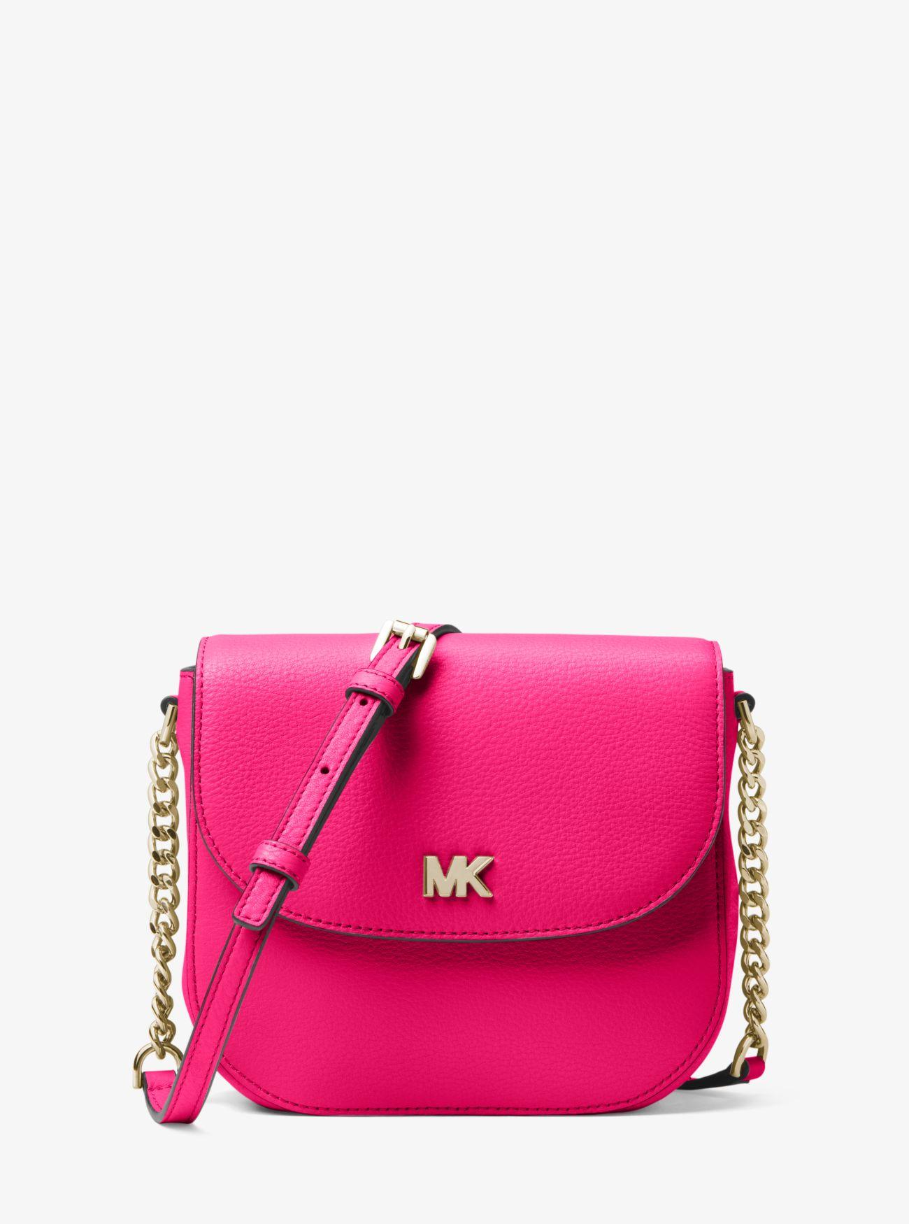 Michael Kors Mott Pebbled Leather Dome Crossbody Bag in Ultra Pink (Pink) - Lyst