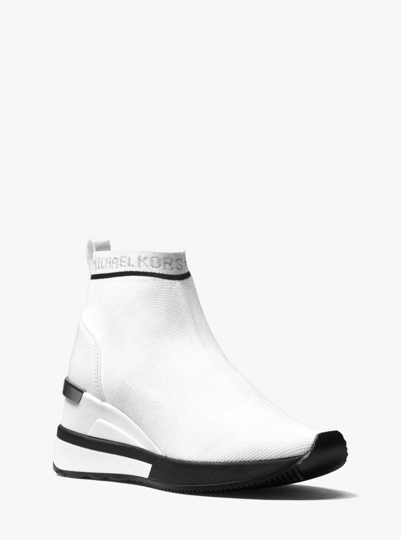 Michael Kors Skyler Logo Stretch-knit Sock Sneaker in White | Lyst