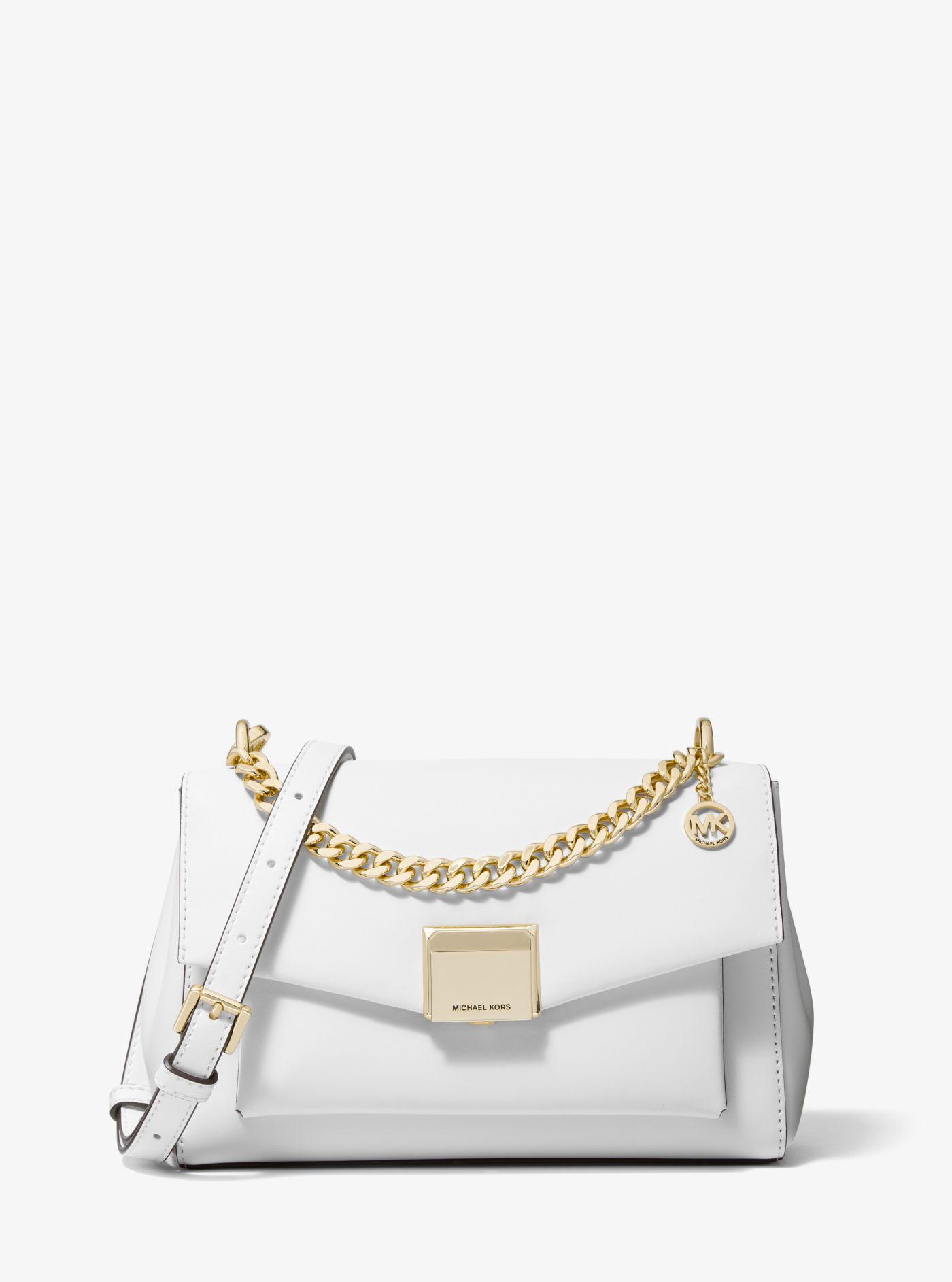 Michael Kors Lita Medium Leather Crossbody Bag in White | Lyst Canada