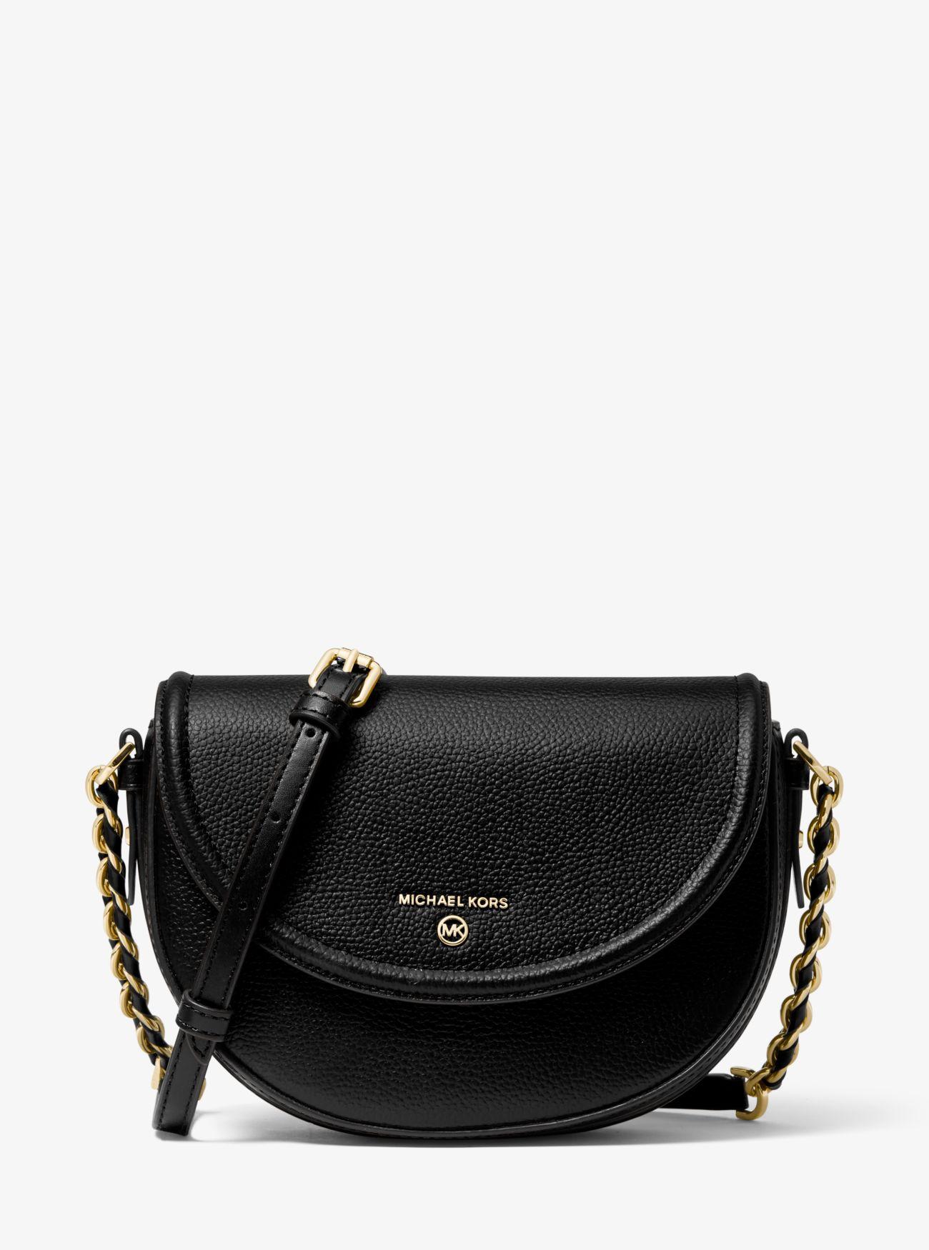 MICHAEL Michael Kors Jet Set Medium Pebbled Leather Half Dome Crossbody in Black Lyst UK