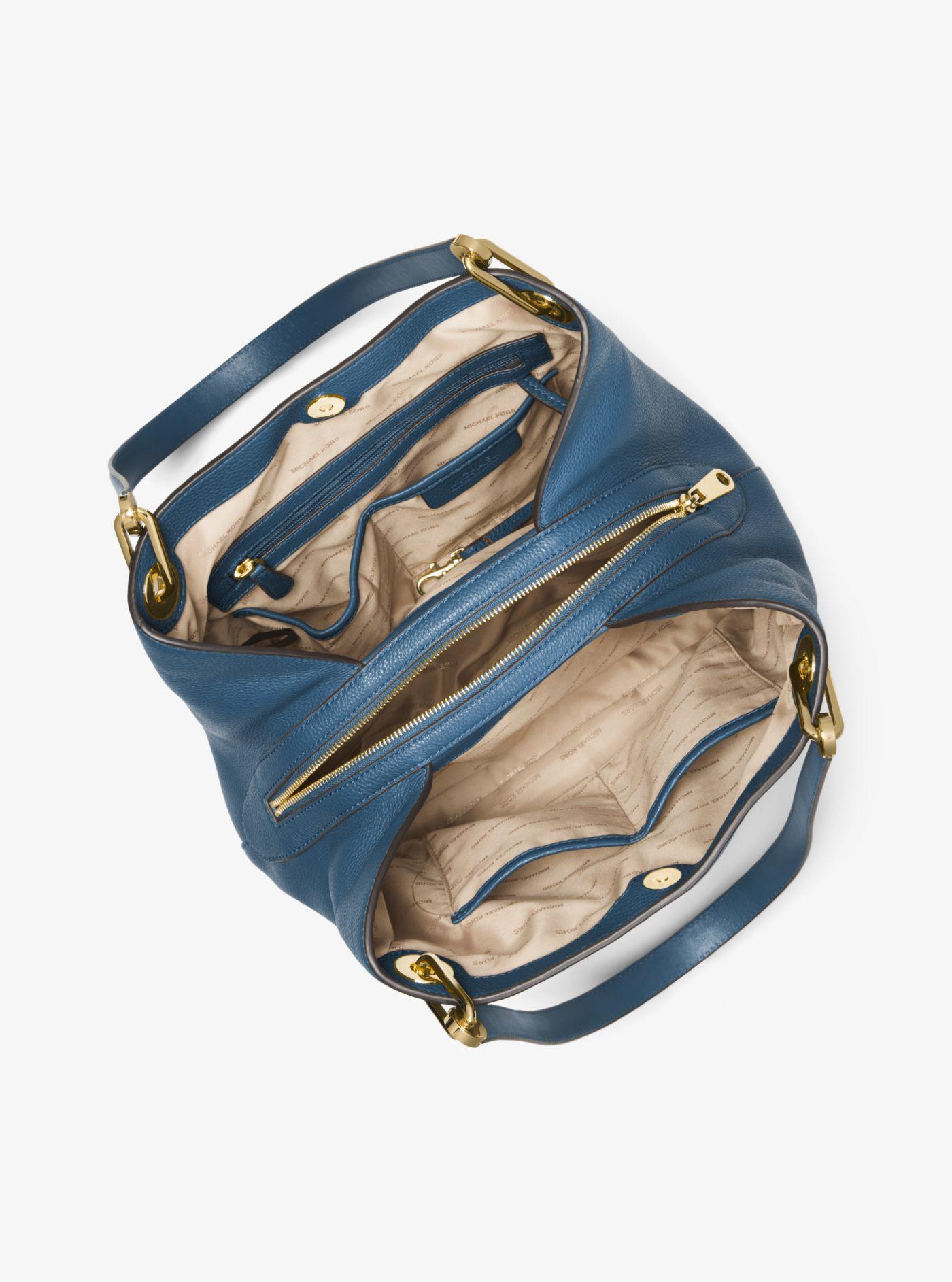MICHAEL Michael Kors Raven Large Leather Shoulder Bag in Blue | Lyst