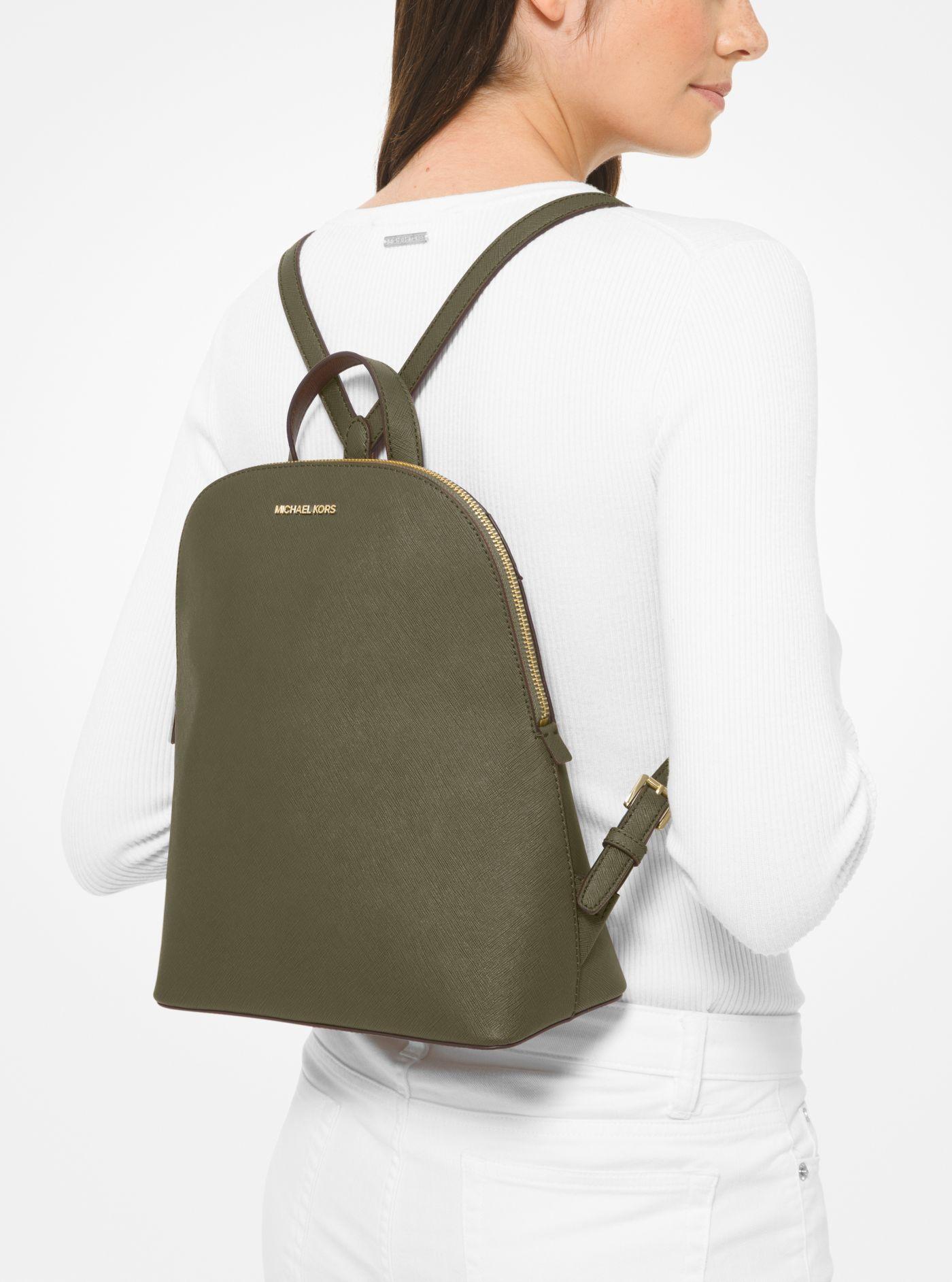 Michael Kors Cindy Large Saffiano Leather Backpack in Green | Lyst